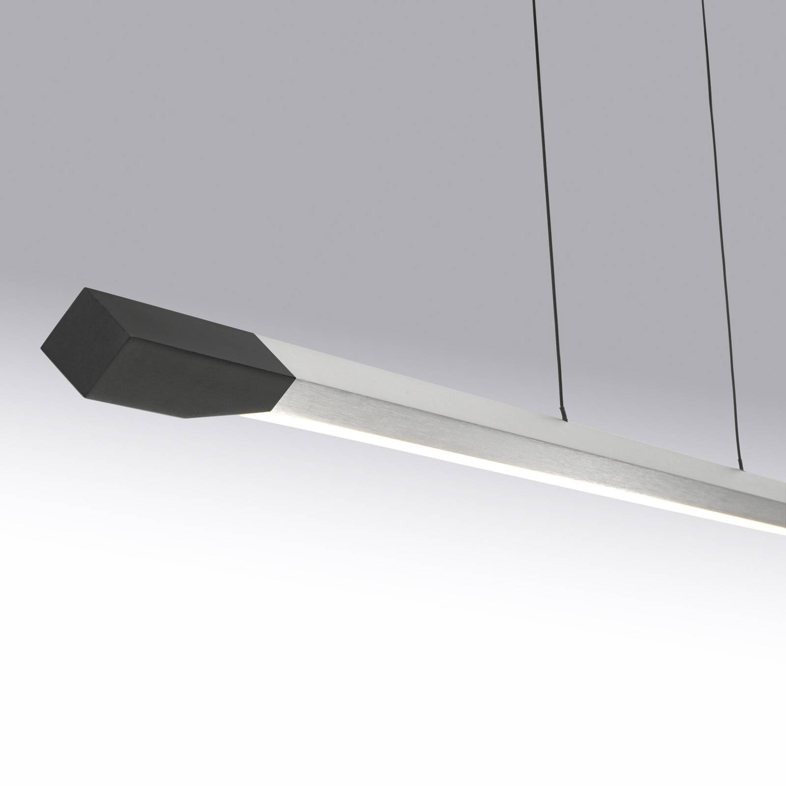 Paul Neuhaus Lampa wisząca LED Hoop, kolor aluminium, 128 cm, ściemniana