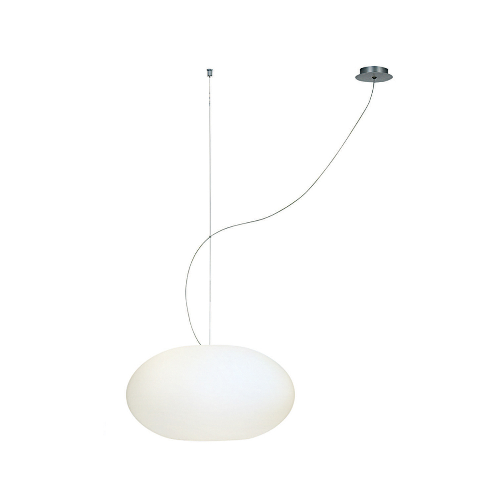 Glazen hanglamp AIH, 38 cm, wit mat
