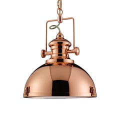 Lámpara colgante de metal, diseño industrial, color cobre