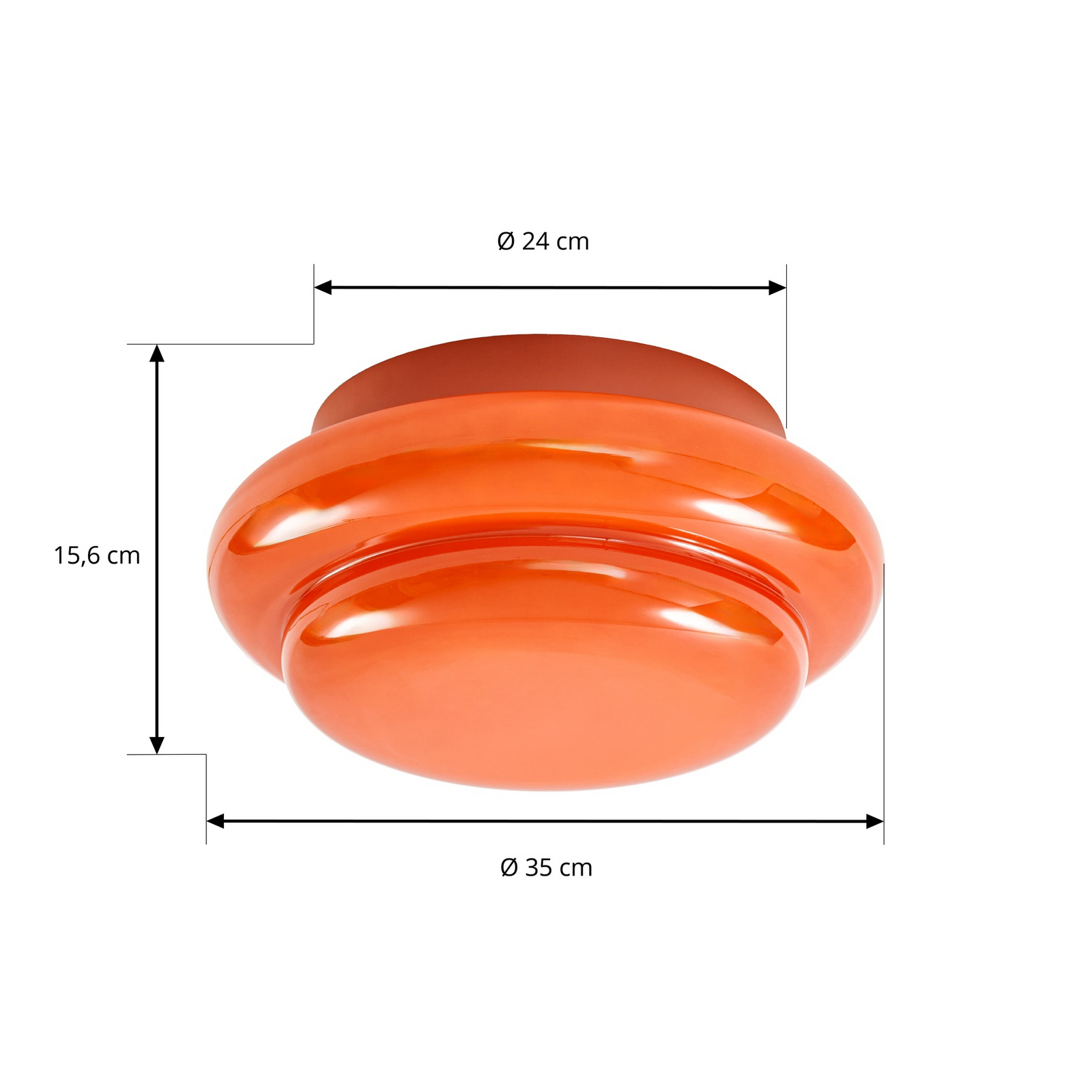Plafonnier Leilani, orange, E27, Ø 35 cm, verre - Lucande Plafonnier Leilani, orange, E27, Ø 35 cm, verre - Lucande