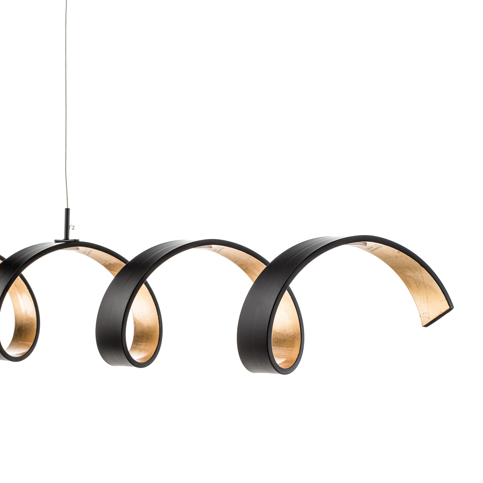 LED závesné svietidlo Helix, čierno–zlatá, 125 cm