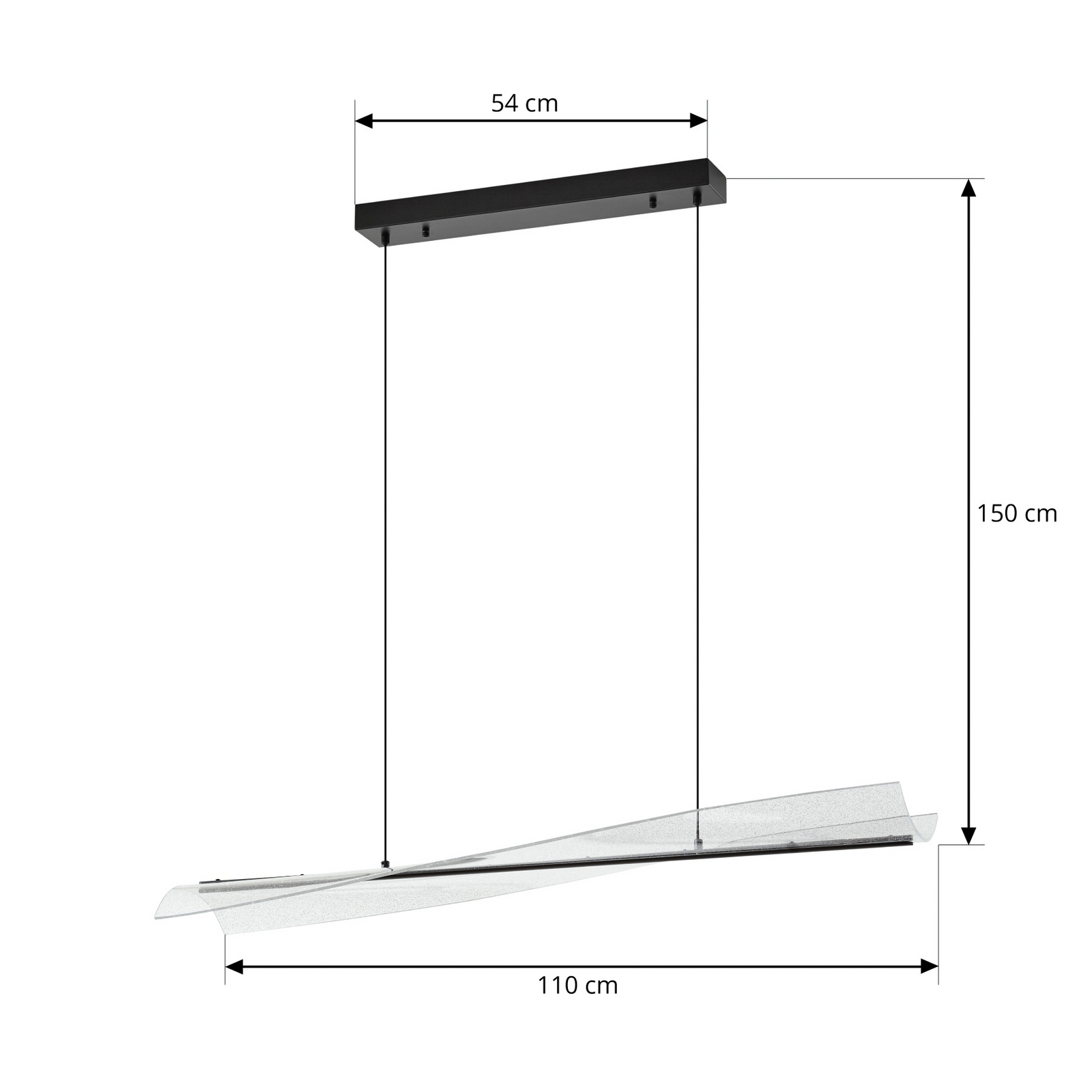 Lucande LED piekaramā lampa Vellia, melna, garums 112 cm, CCT
