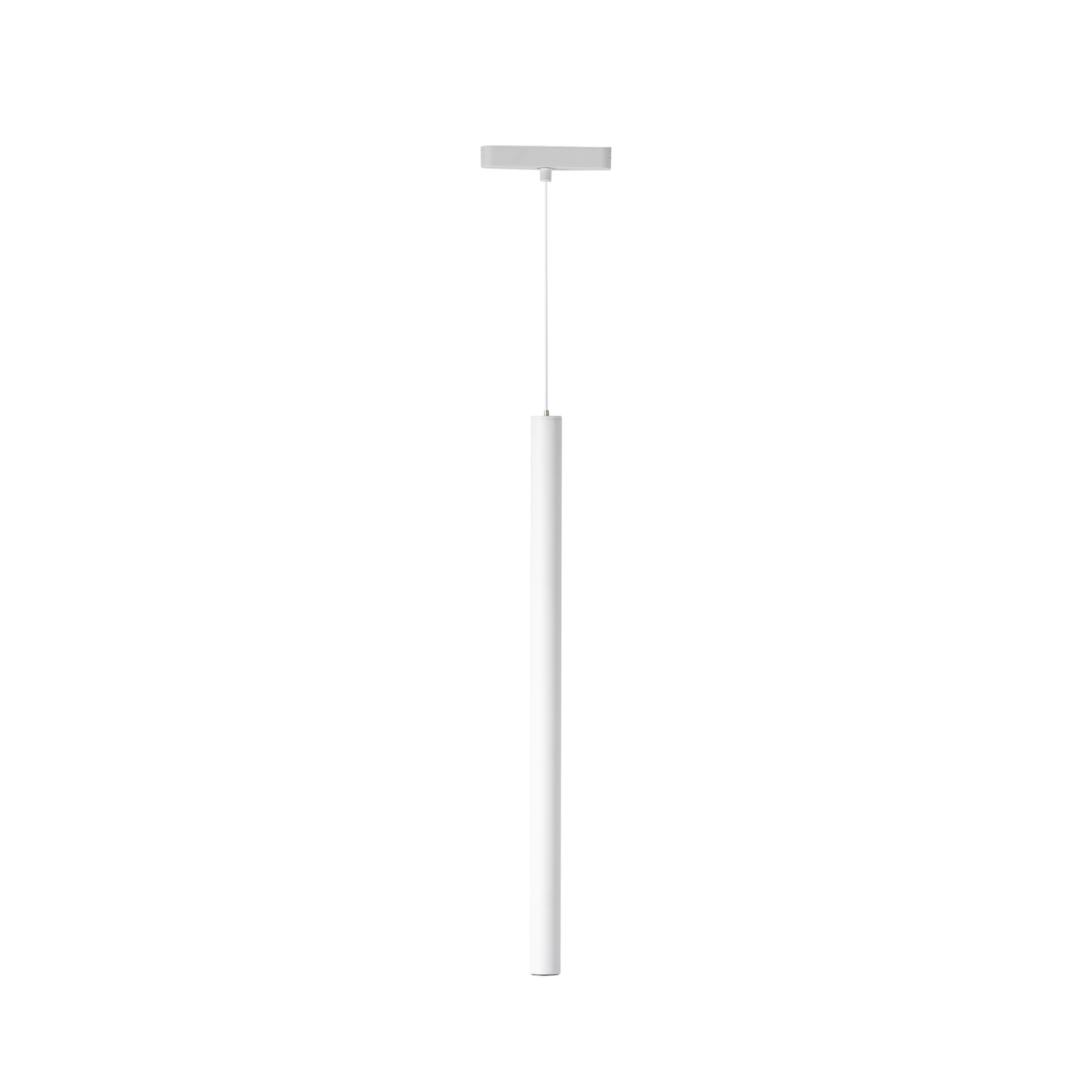 Lindby LED závěsné svítidlo Lumaro, bílé, Ø 3 cm, hliník, 48V