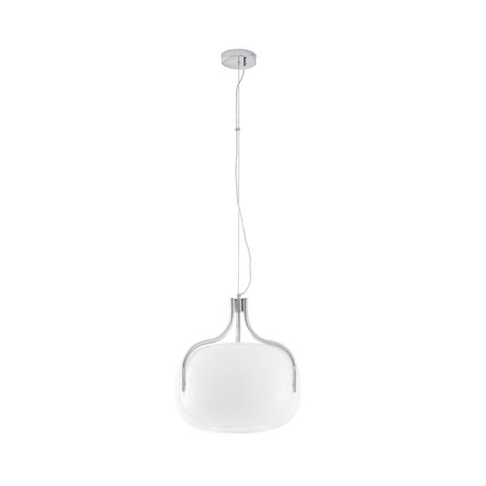 Christo-riippuvalaisin, halkaisija 42 cm, kromi/valkoinen, lasi – Lucande