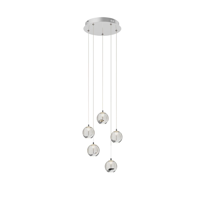 Lucande – Hayley 5 Pendelleuchte Clear/Chrome