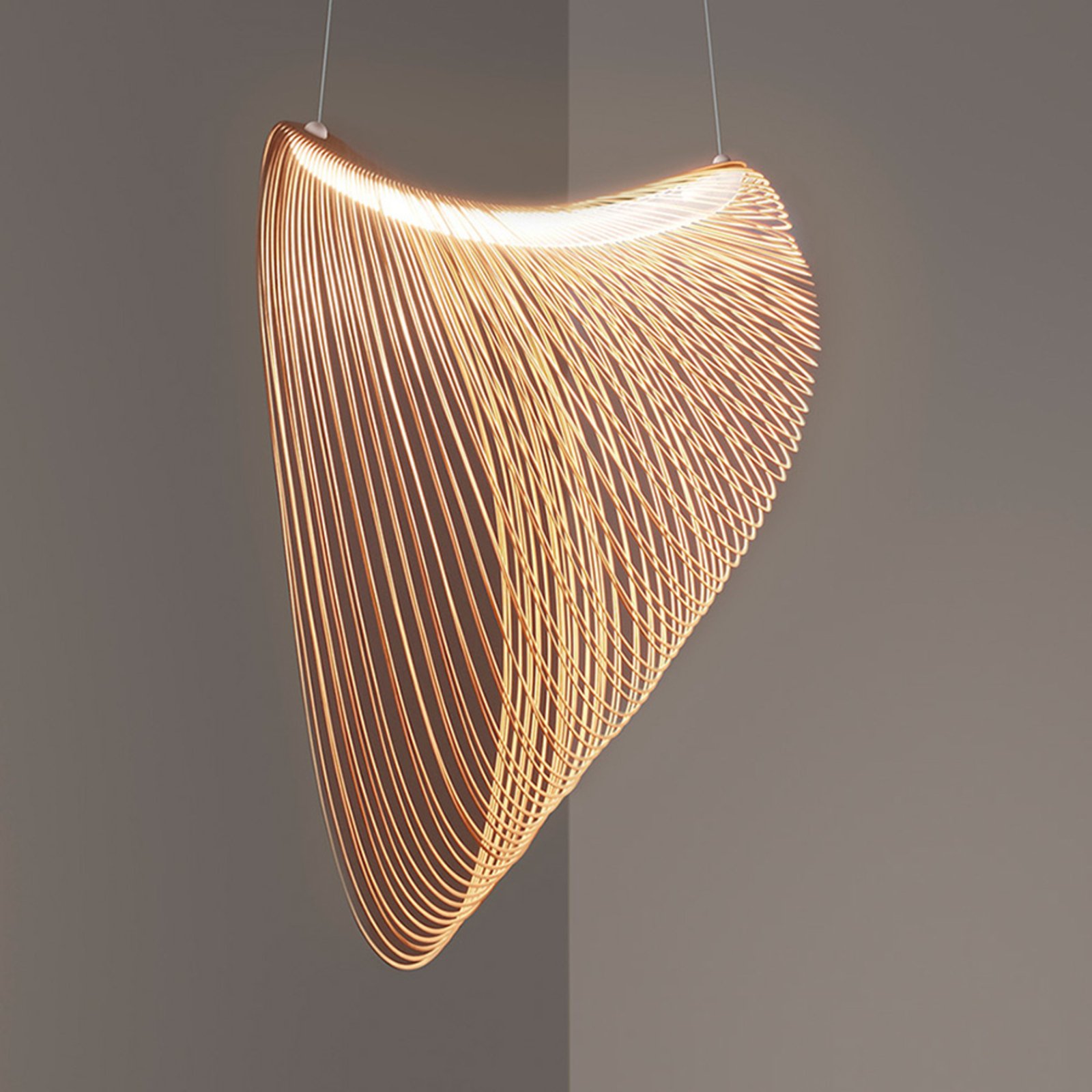 Luceplan Illan LED-trähänglampa dimbar Ø 100 cm