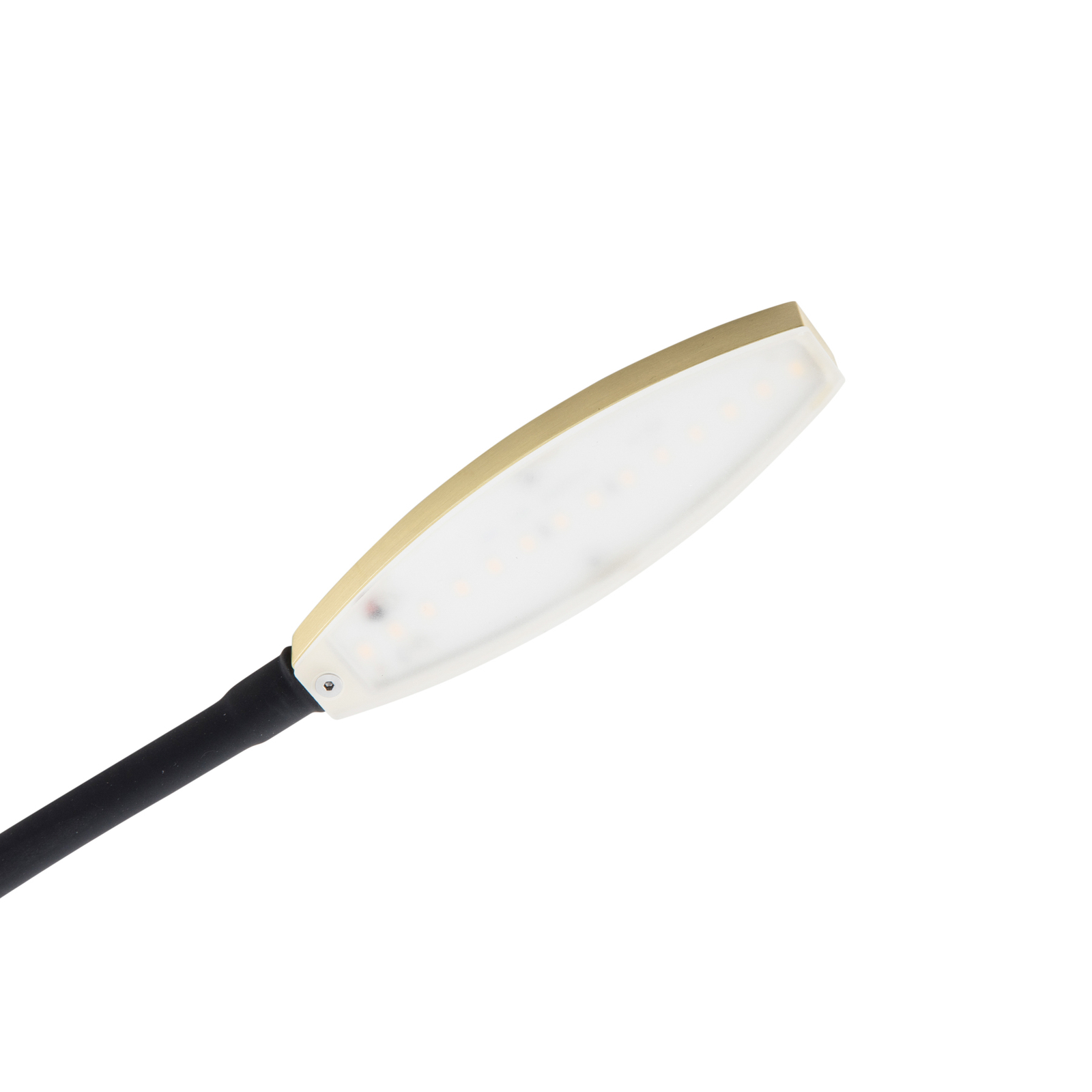 Lindby Flexola LED leeslamp, goud, rond, ijzer, stekker