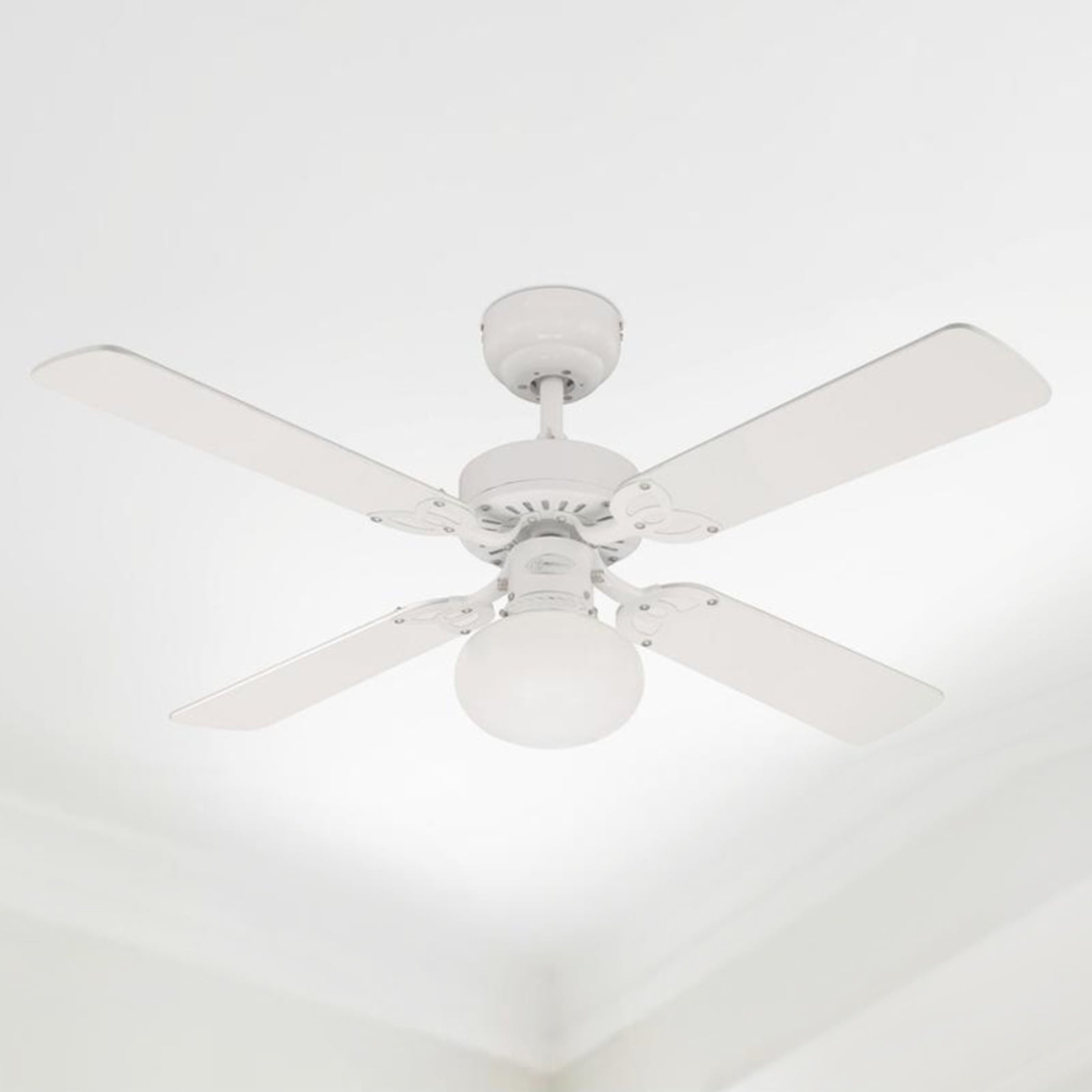 Vegas Ventilator, Licht, weiß/kiefer, leise - Westinghouse