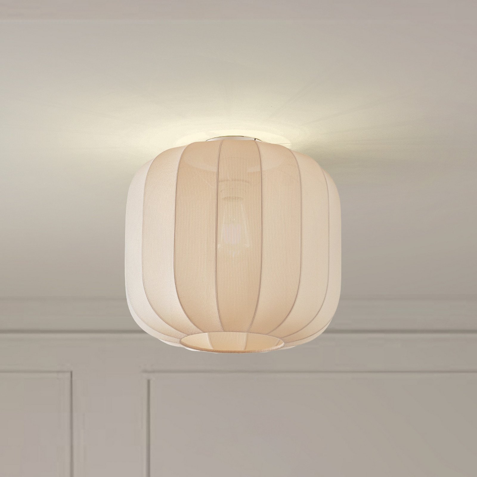 Lindby Helin plafonieră bej țesătură Ø 35 cm - Camera de zi / sufragerie - Scandinavă - Țesătură / Textil