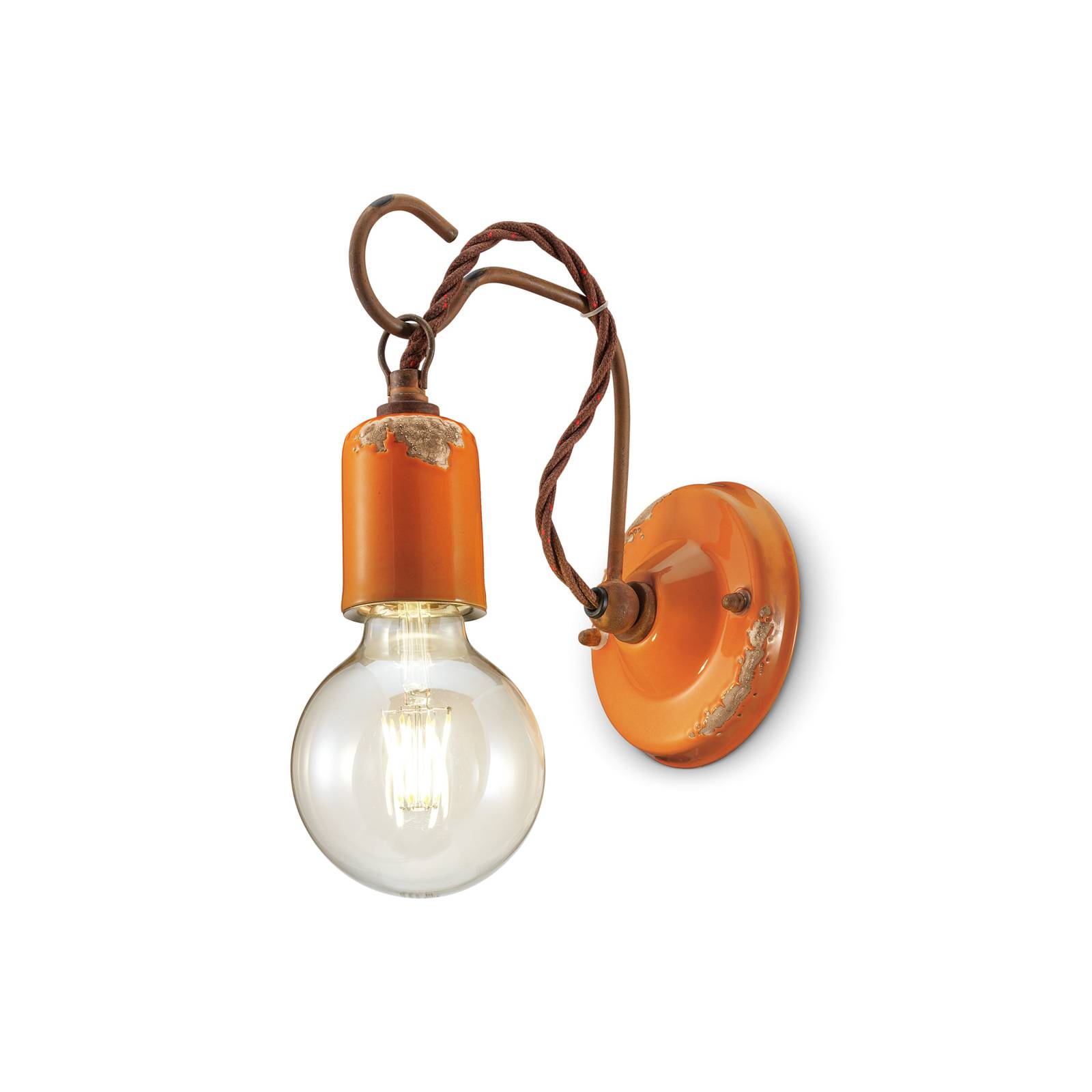 Ferroluce c665 fali lámpa vintage stílusban, narancssárga