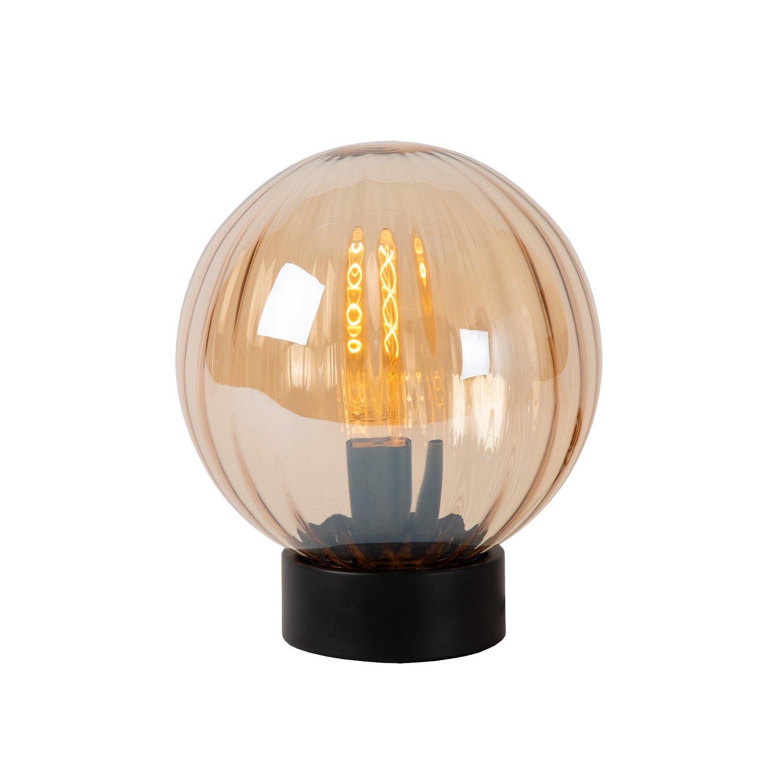 Monsaraz table lamp, amber, Ø 25 cm, glass, E27