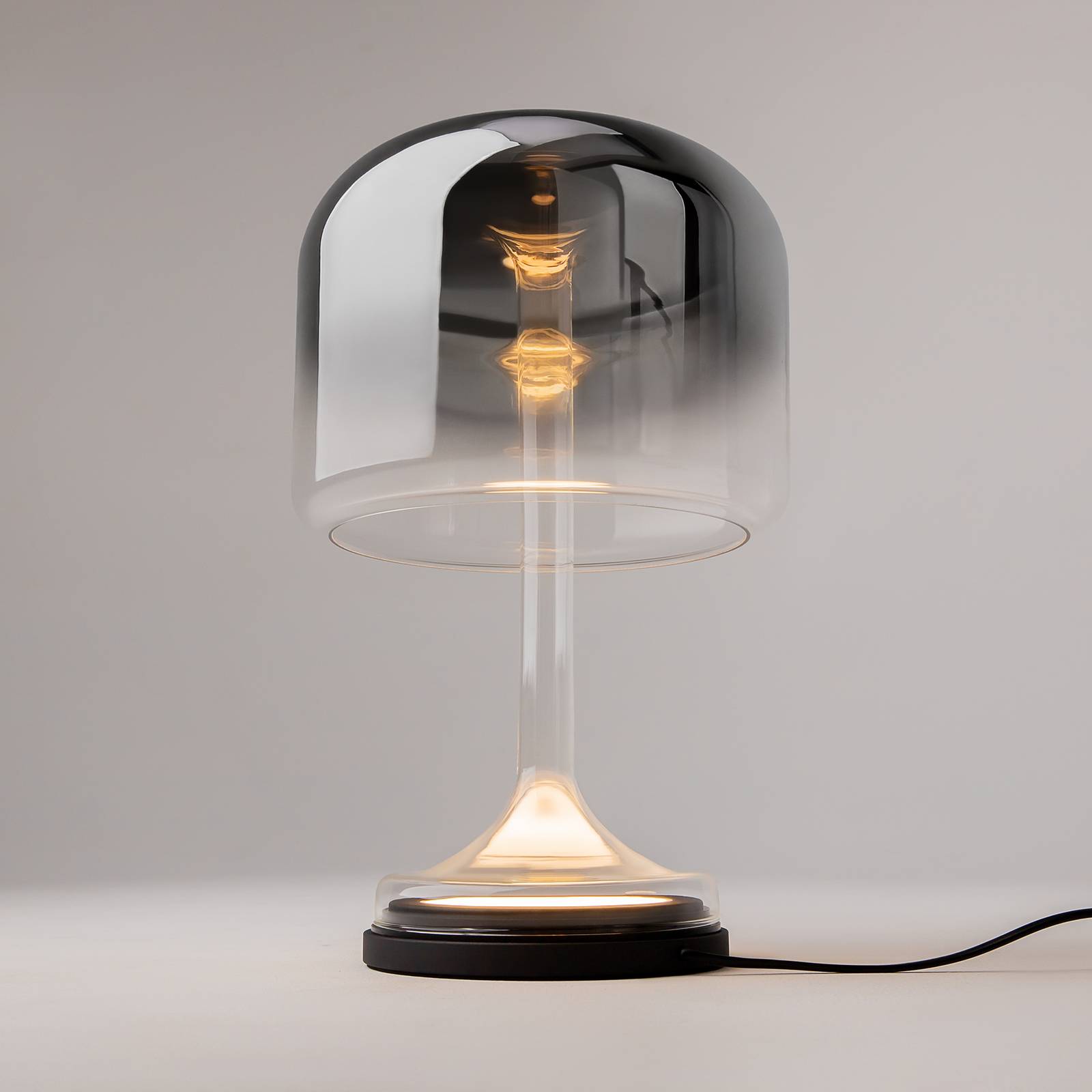 Maytoni Lampa stołowa LED Spirito, szara, szkło, wysokość 42 cm