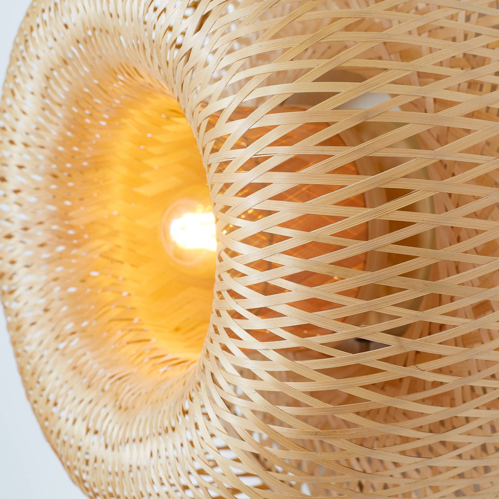 GOOD & MOJO Lampa ścienna Barbados, naturalna Ø 35 cm Bambus Wtyczka