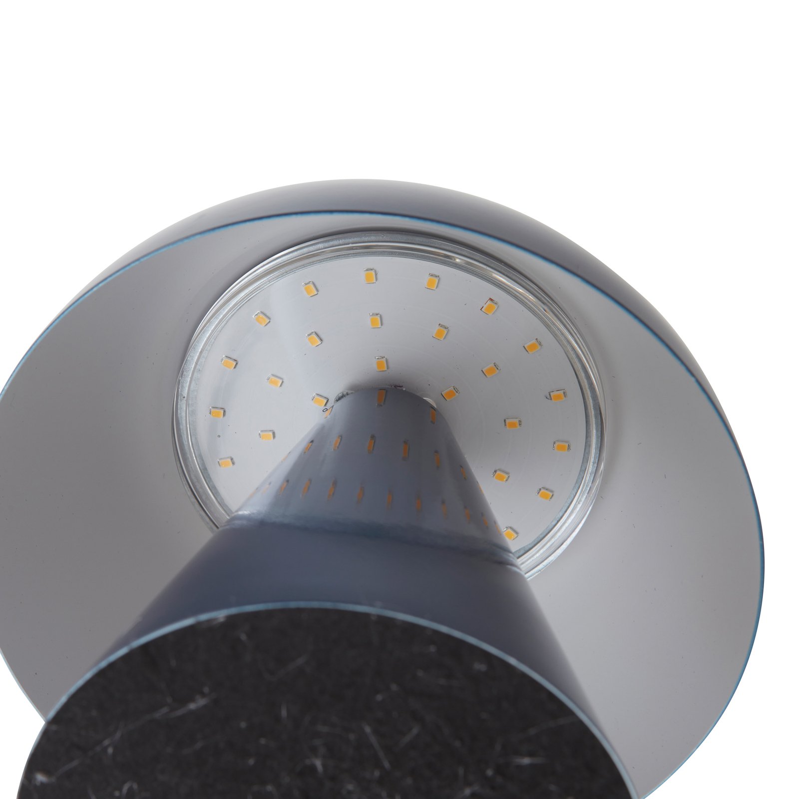 Lámpara de mesa Lindby LED recargable Nevijo, azul, USB, regulador táctil