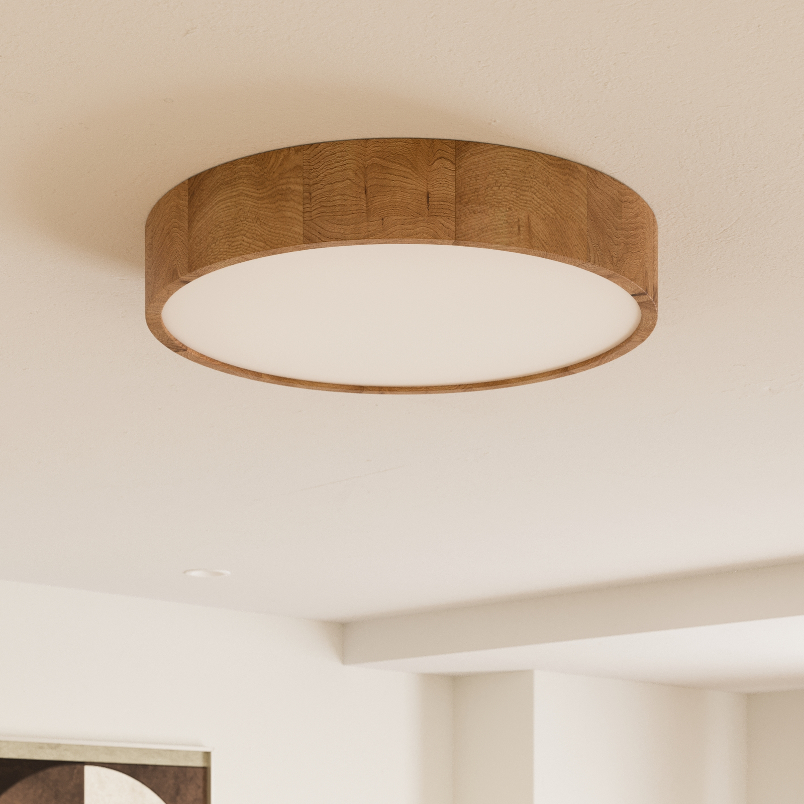 Kerio ceiling lamp, Ø 47 cm, natural oak