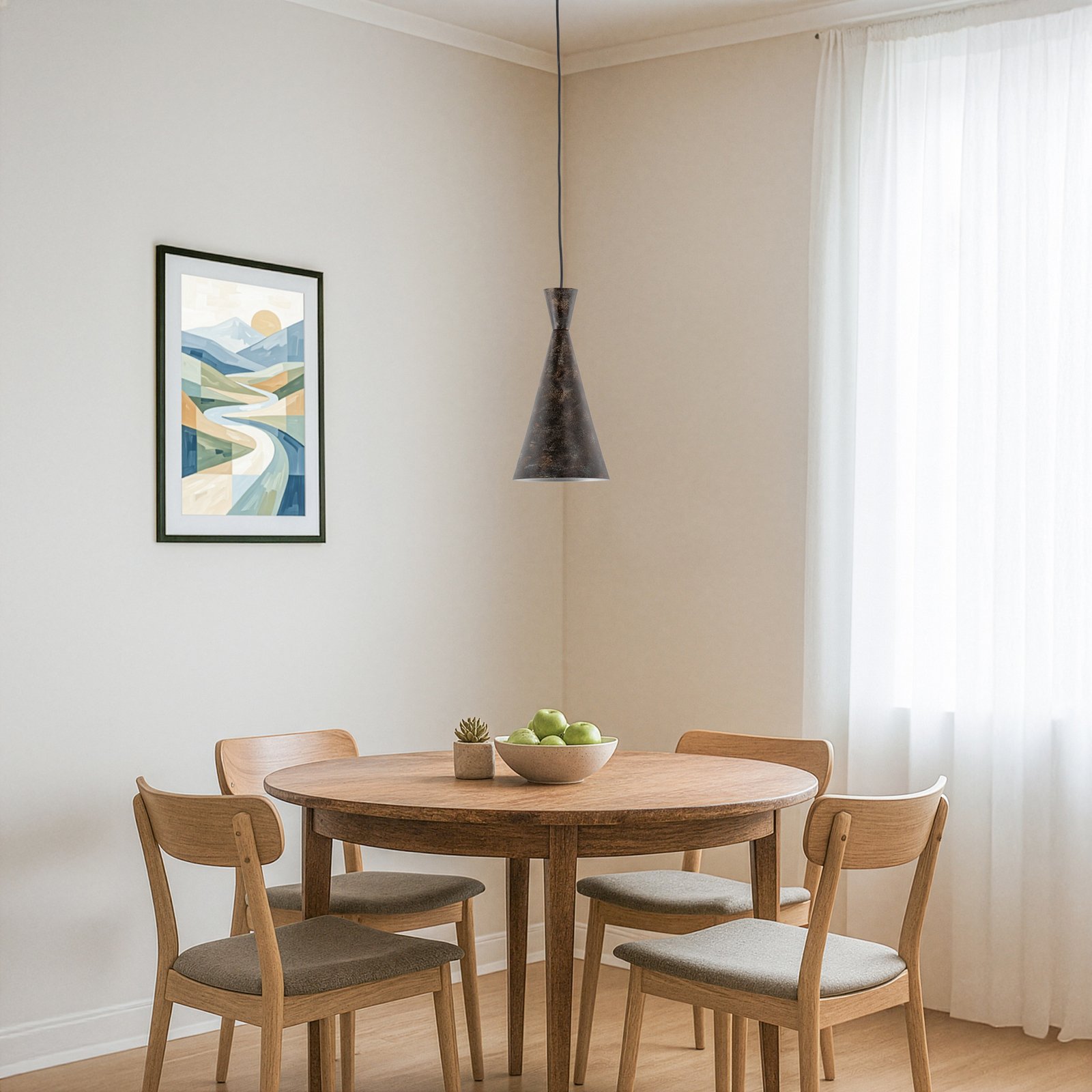 Tom pendant light, black-brown, metal, Ø 19 cm, E27