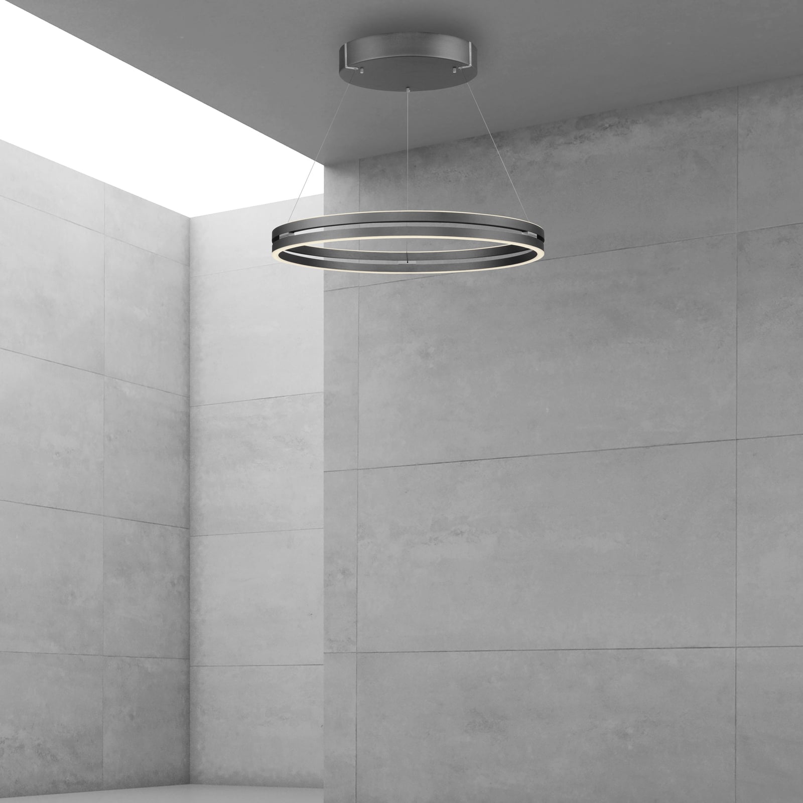 E-Loop LED-Hängeleuchte, mystic grey, Ø70cm, Alu, CCT - PURE E-Loop LED-Hängeleuchte, mystic grey, Ø70cm, Alu, CCT - PURE
