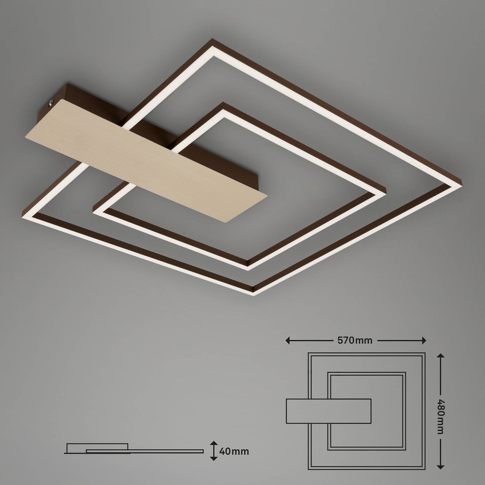 Lampa sufitowa LED Nico Duo, 3 000 K kątowa złota