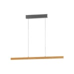 LED hanglamp Shine-Wood, lengte 105 cm, eiken/nikkelkleurig
