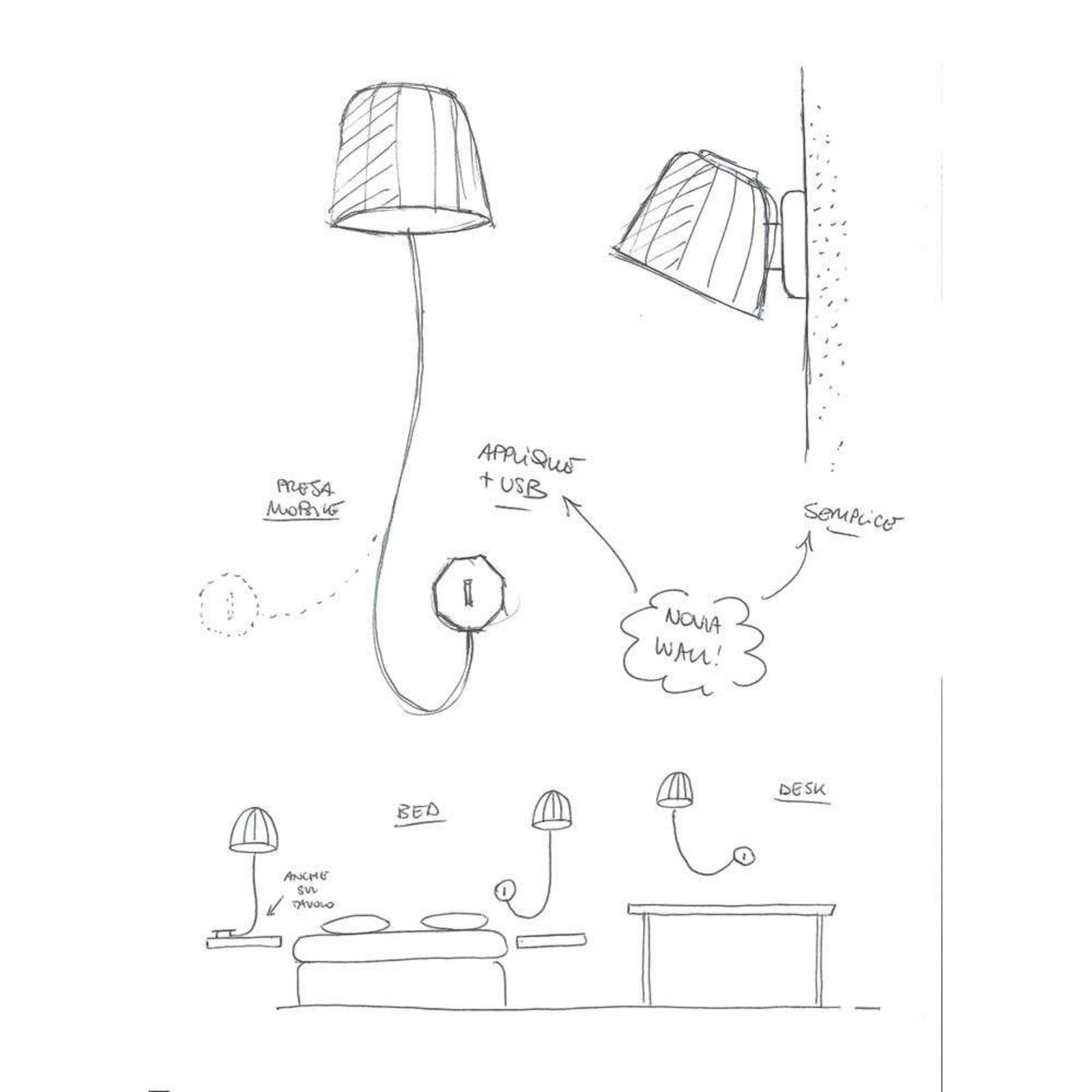 Novia W1 Vägglampa USB Matt White - Prandina