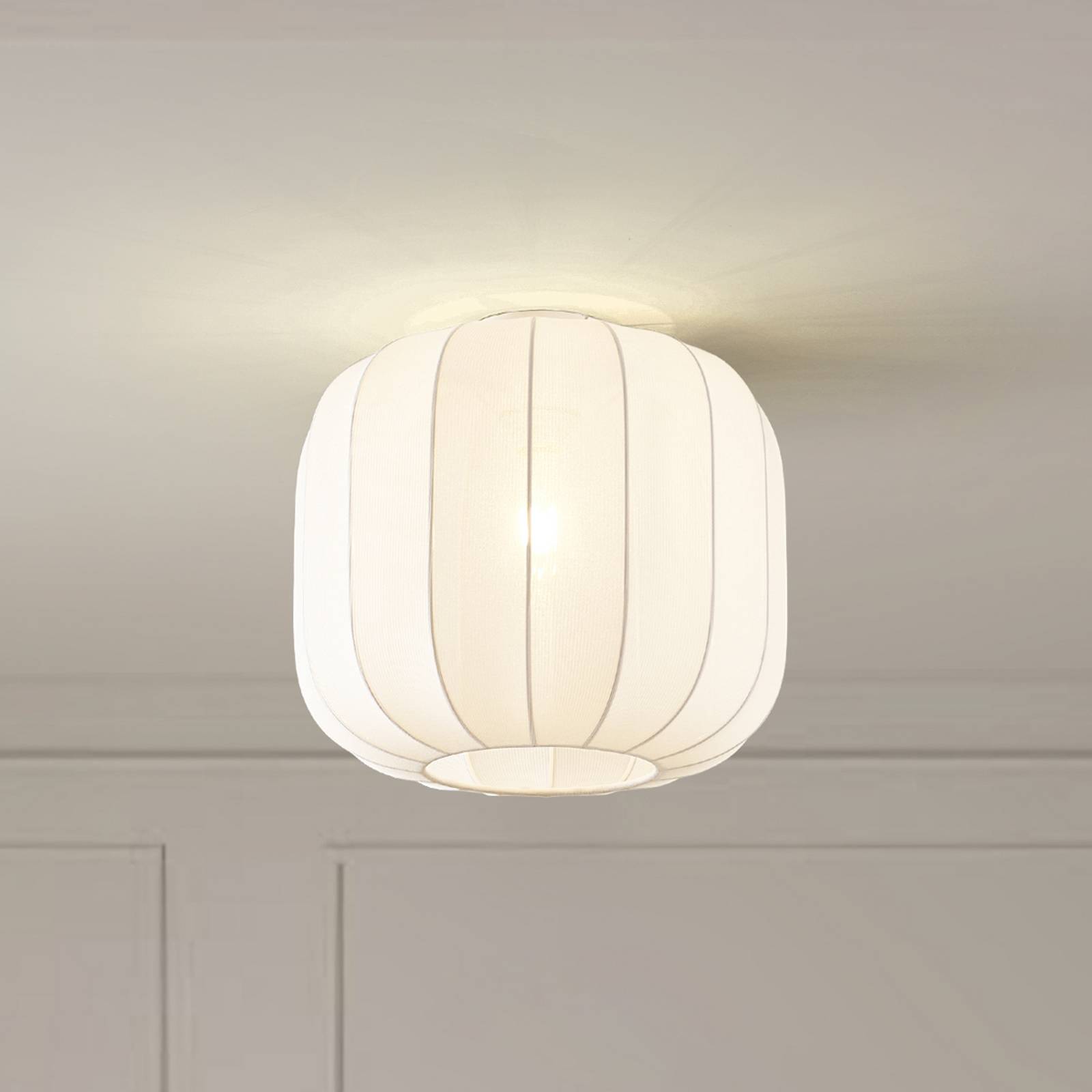 Lindby Deckenleuchte Helin, weiß, Stoff, Ø 35 cm günstig online kaufen