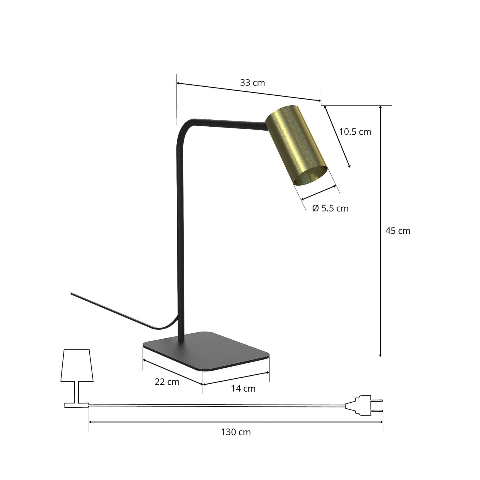 Bureaulamp Mono zwart/messing