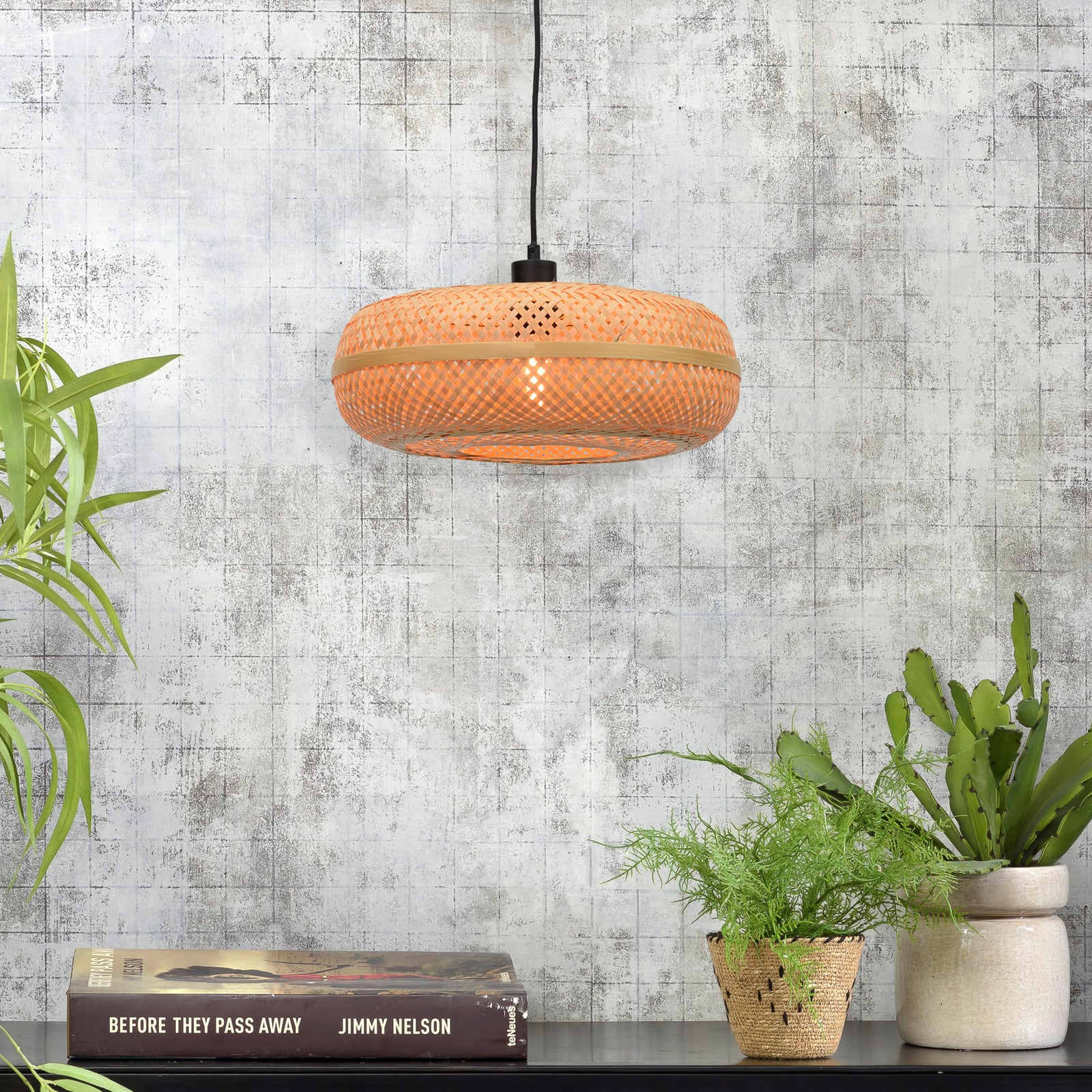 GOOD & MOJO Candeeiro suspenso Palawan, natural, Ø 40 cm, bambu, E27 GOOD & MOJO Candeeiro suspenso Palawan, natural, Ø 40 cm, bambu, E27