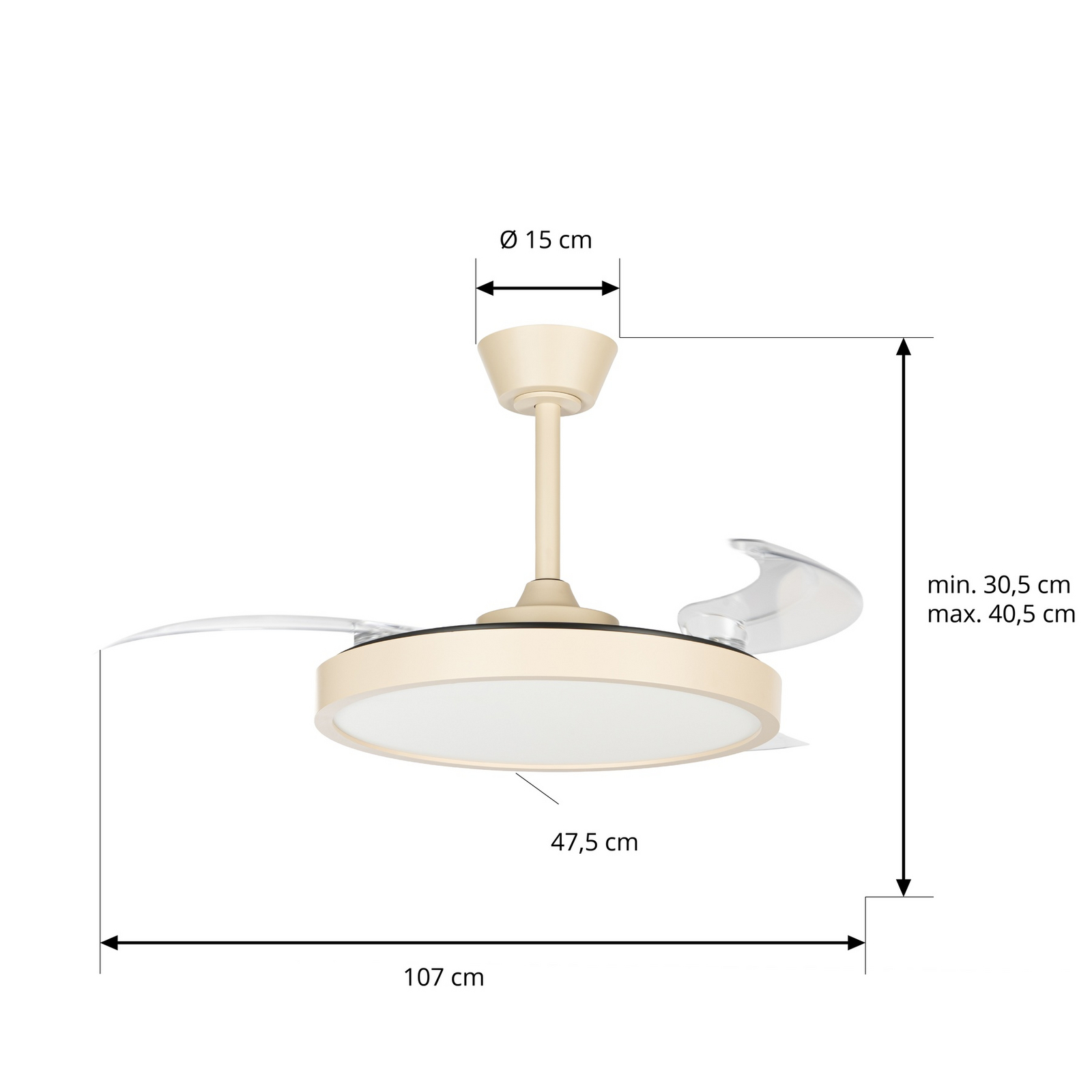 Lindby LED stropni ventilator Orasu, premer 107 cm, bež, CCT