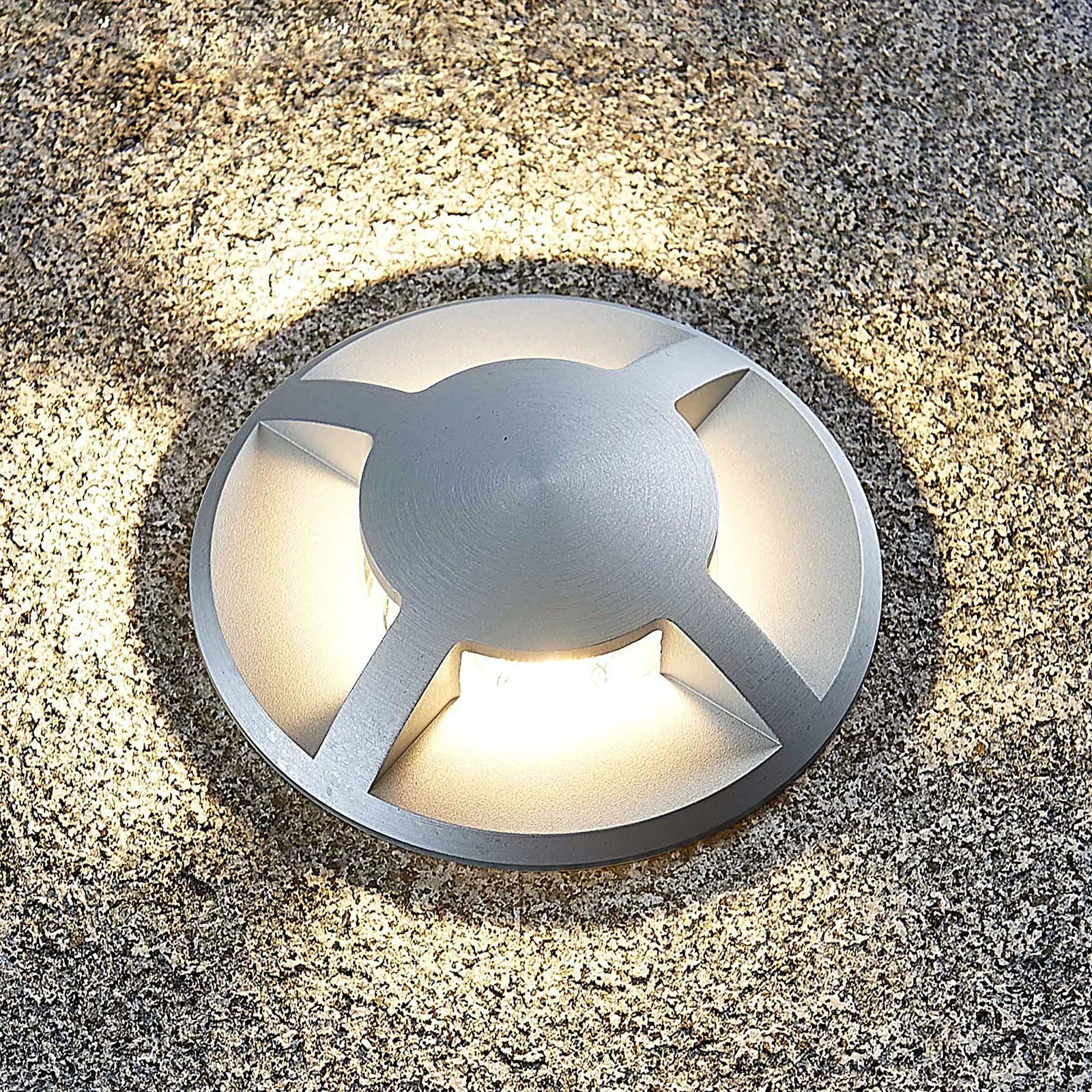 Luminaire encastré dans le sol Milara, à 4 lampes, aluminium