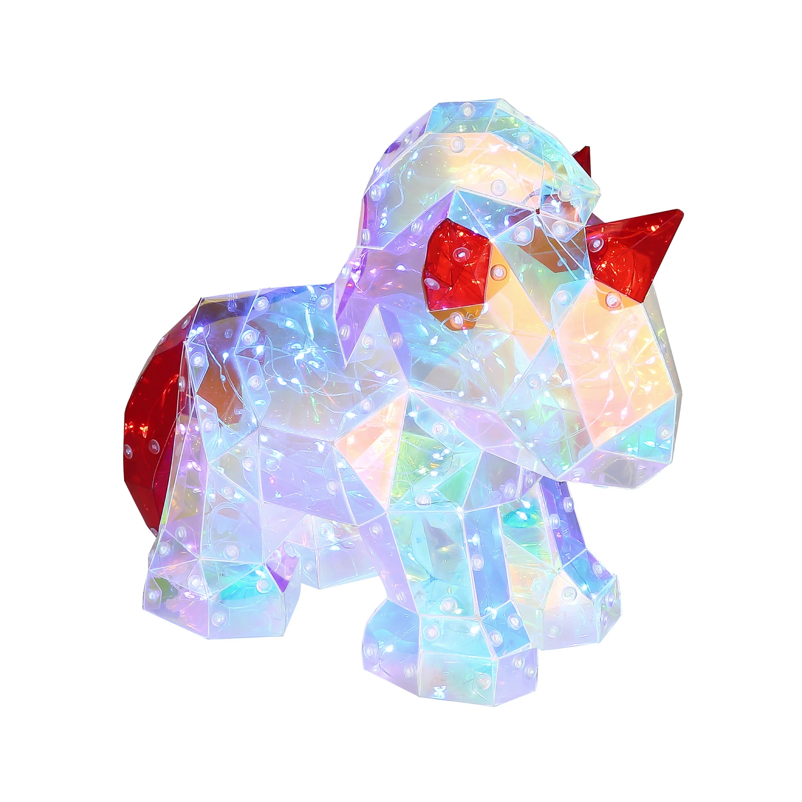 Lámpara de mesa infantil LED Brondar unicornio, roja, altura 26 cm