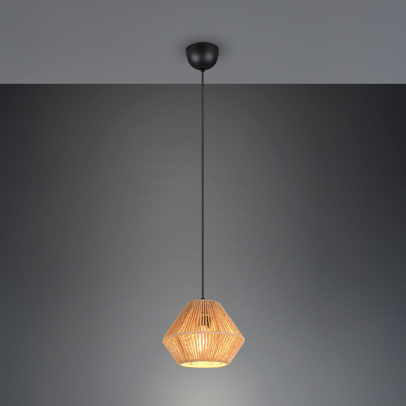 Suspension Lucille, marron, Ø 20 cm, fil de papier, E27