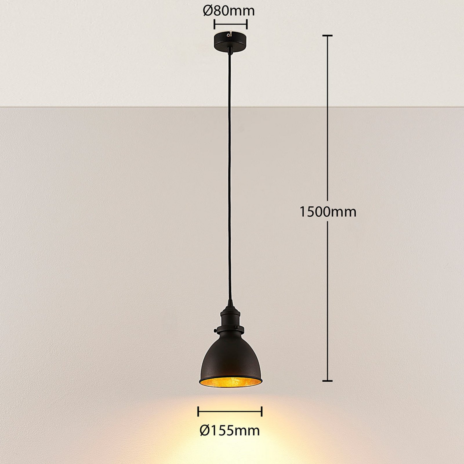 Jasminka 1 Pendelleuchte Black/Gold - Lindby