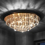 Lindby ceiling light Gillion, 8-bulb, gold, crystal, Ø 55cm