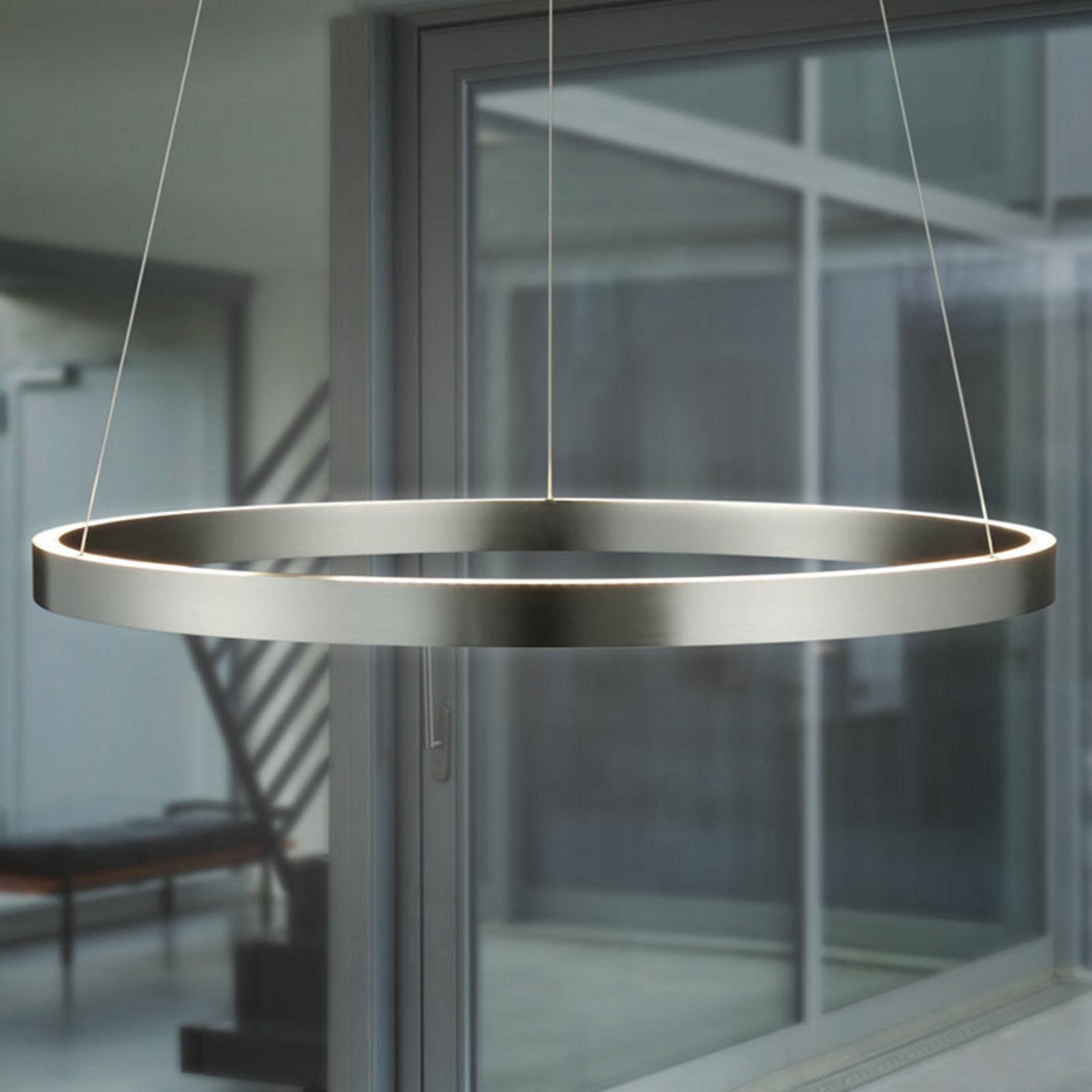 Knapstein Pendul LED Circle rotund control prin gesturi - Camera de zi / sufragerie - modern - nichel mat satinat - Metal