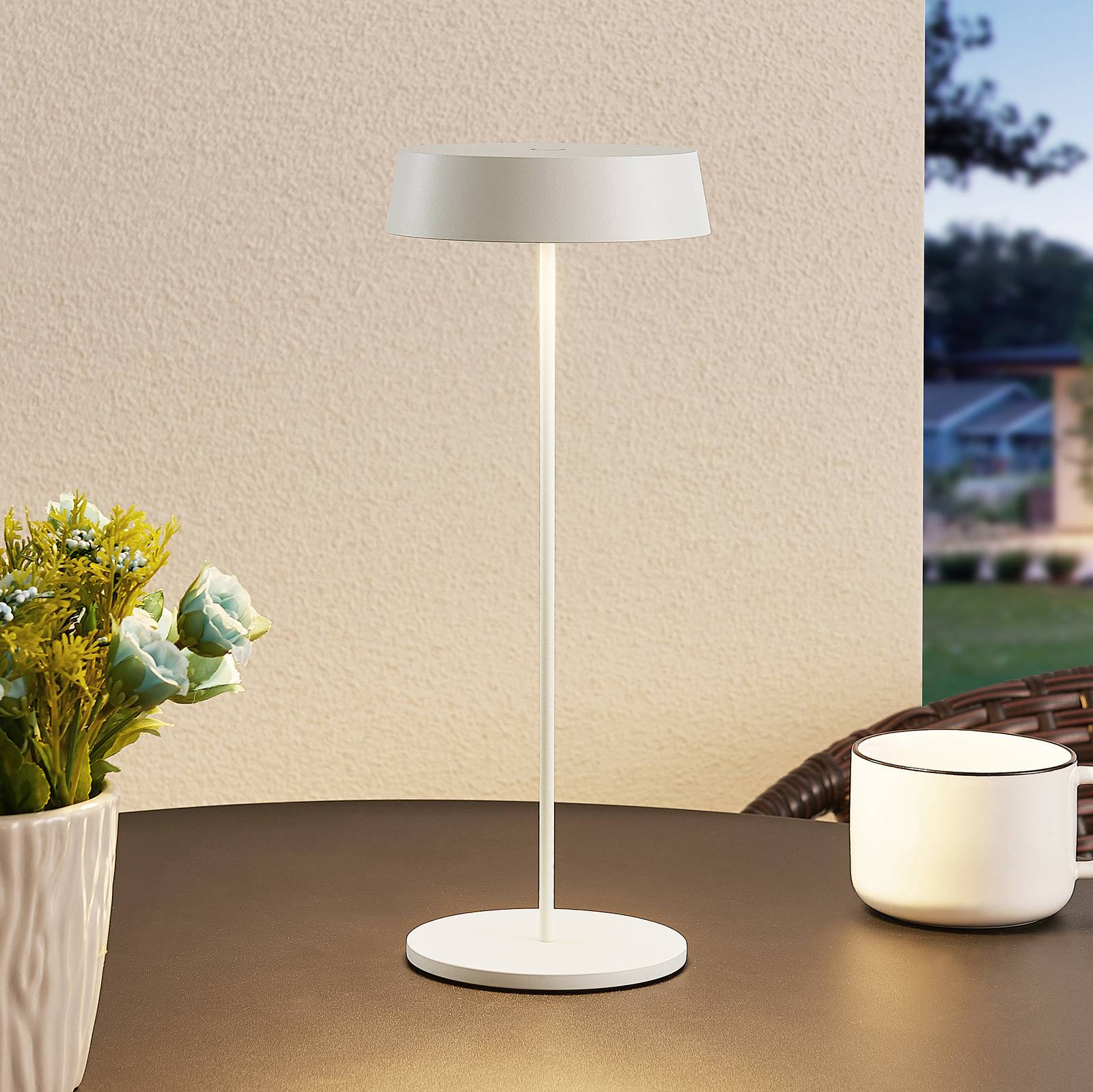 Lucande Tibia lampe à poser LED, USB, blanche