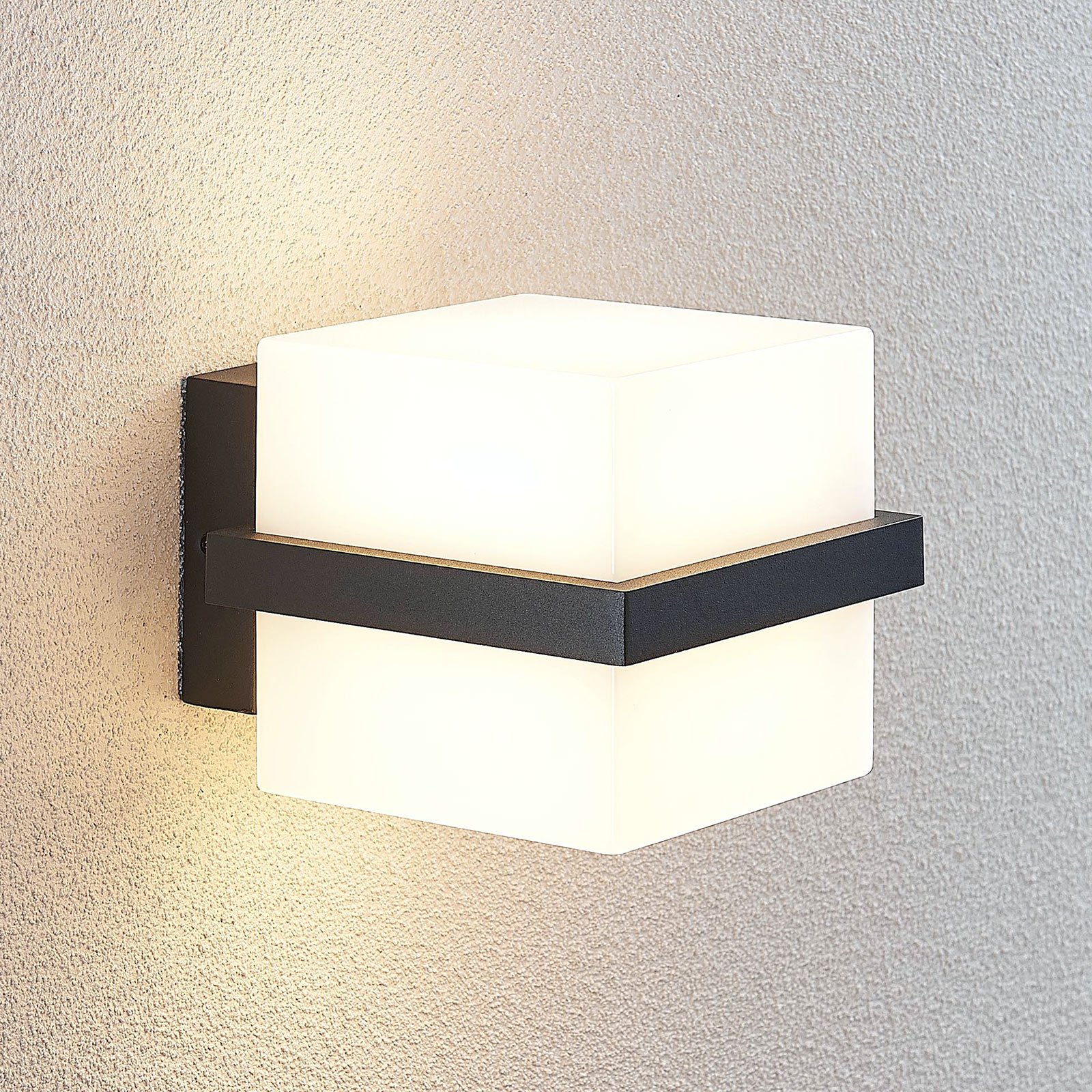 LED-Außenwandlampe Auron, würfelförmig