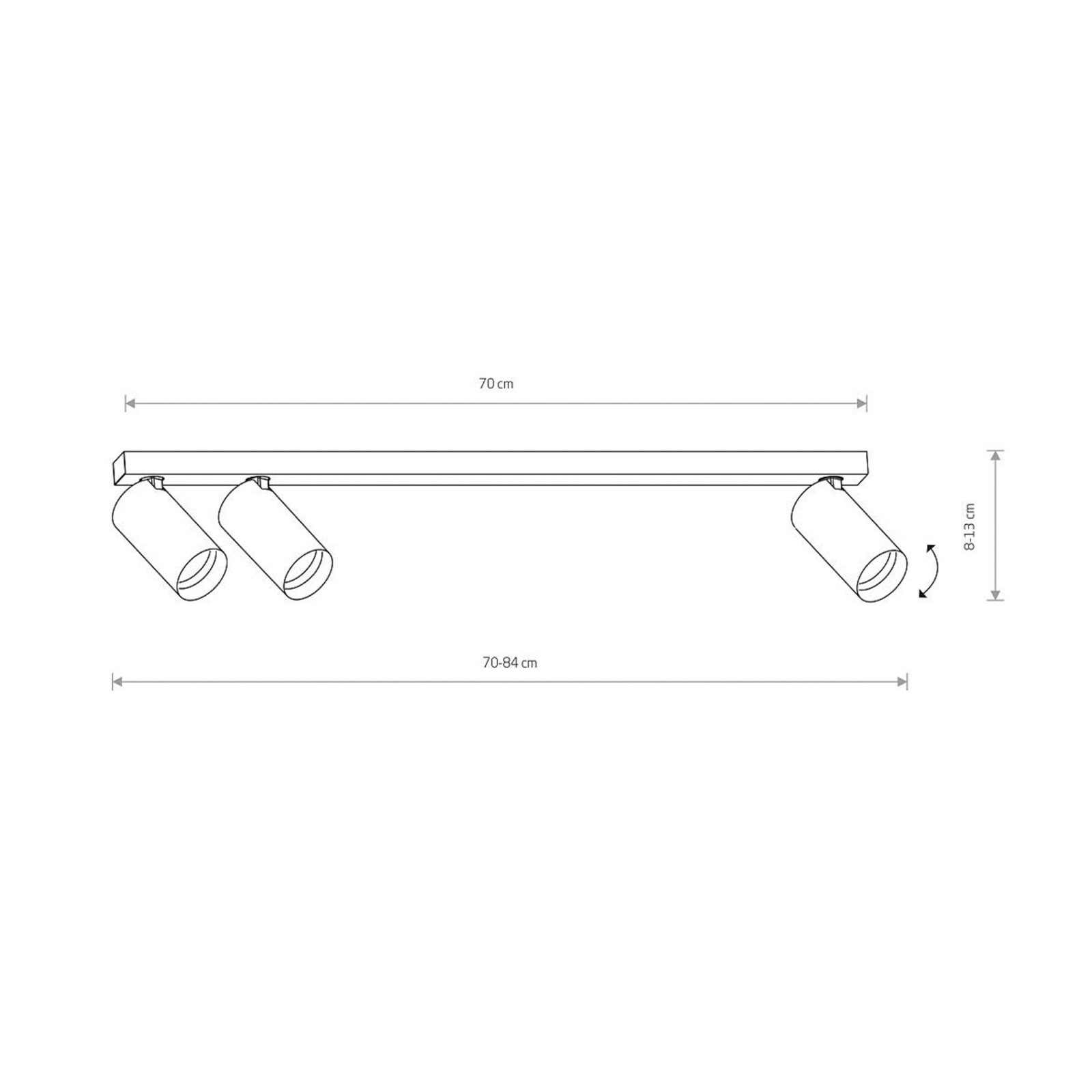 Spot pour plafond Mono III, à 3 lampes, blanc, 84 cm de long, GU10