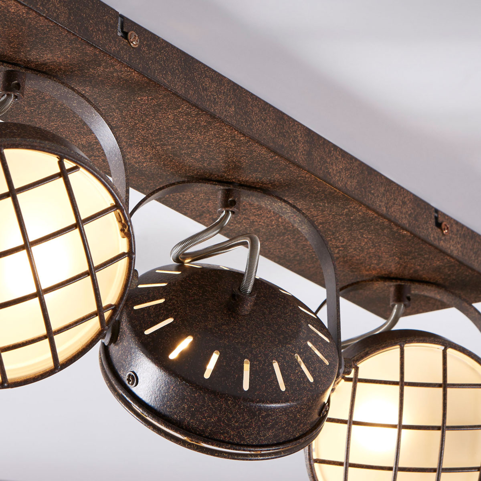 LED Deckenleuchte Tamin 3-flammig Rostbraun Industriell Decke Lampenwelt Gitter