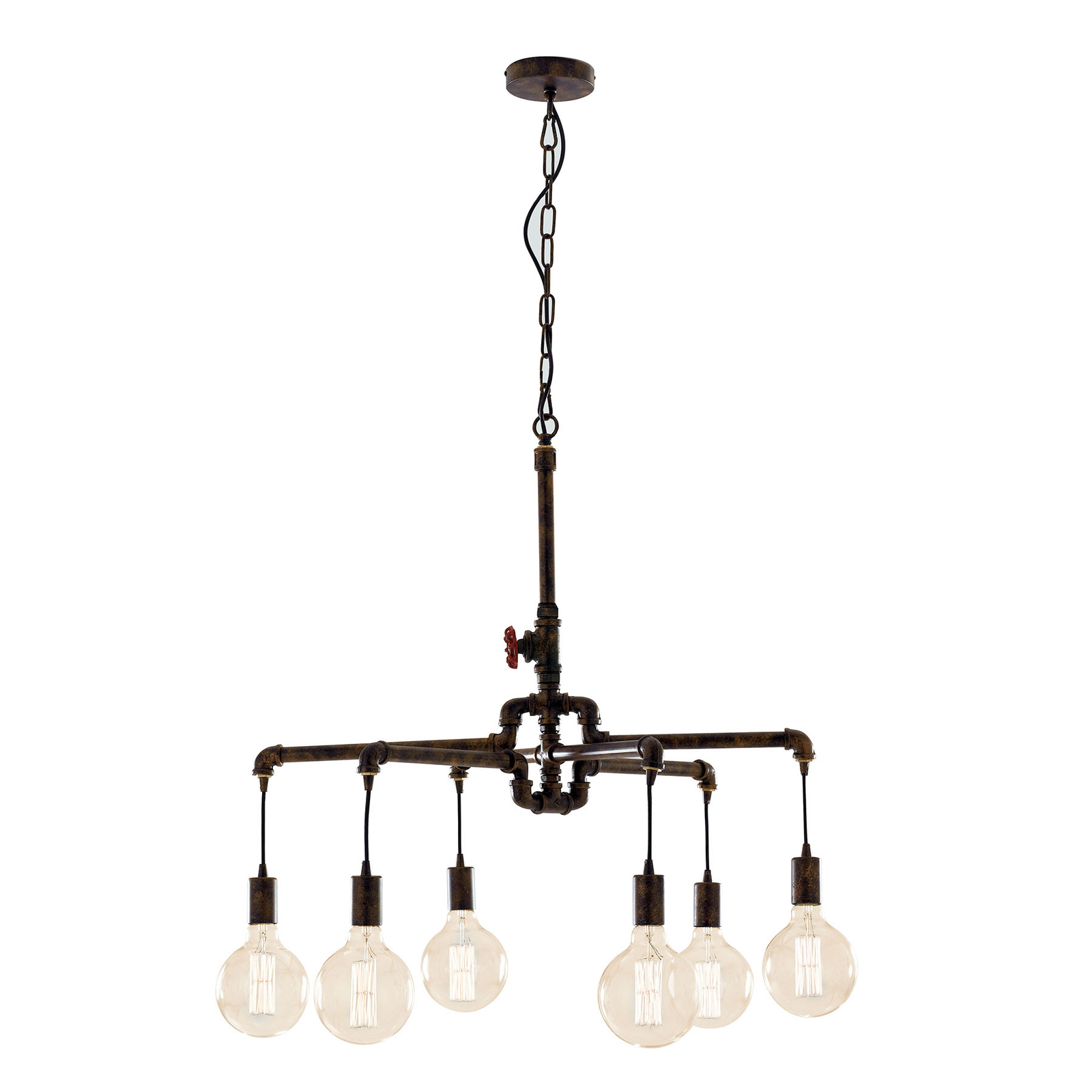 Amarcord hanging light, rusty brown, 6-bulb
