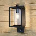 Lucande outdoor wall lamp Ferda, sensor, hanging, grey, E27