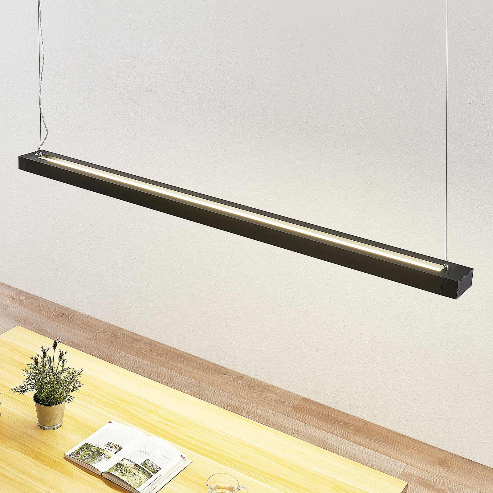 Arcchio Cuna LED-Pendellampe, schwarz, eckig 162cm