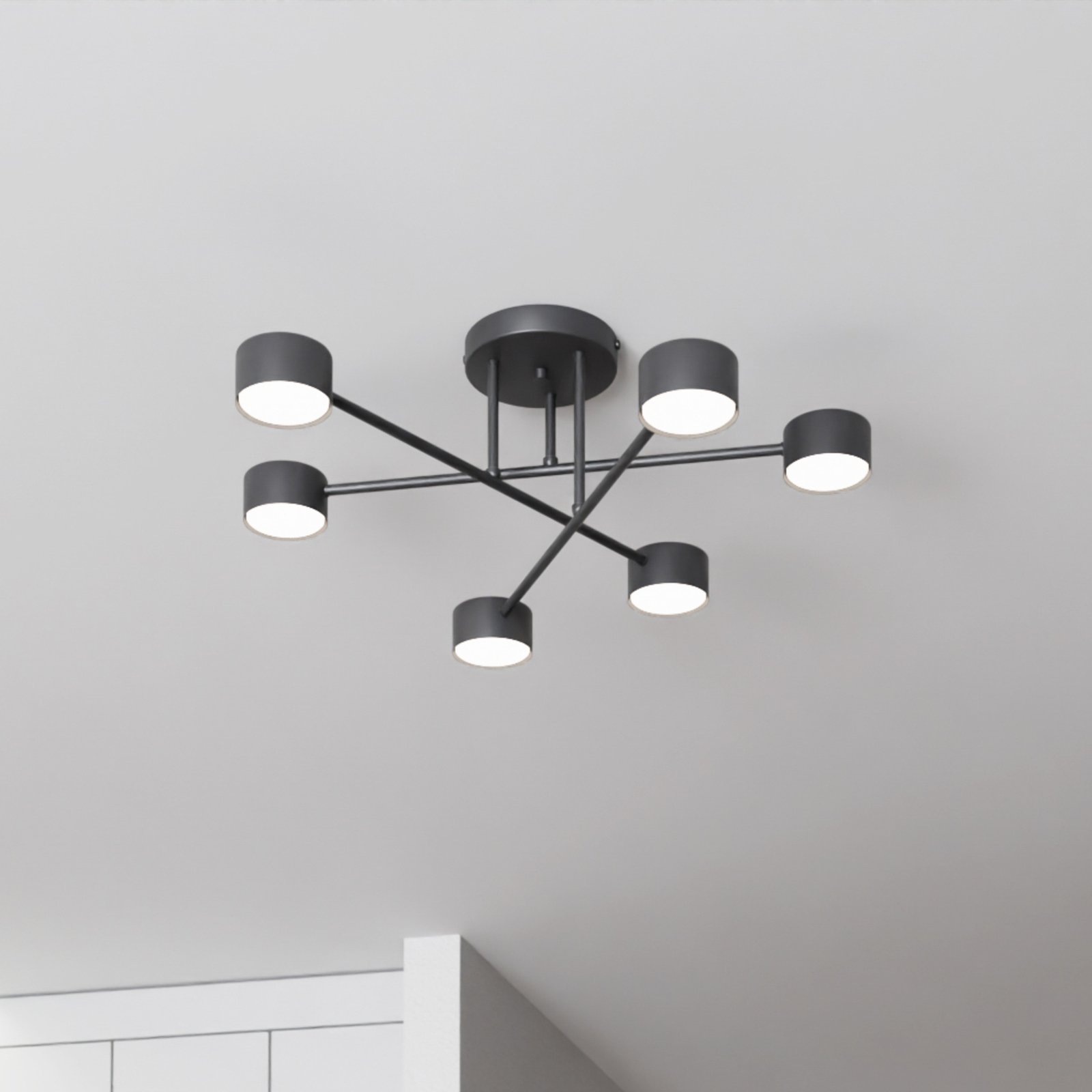 Plafonnier Modus 6, acier, à 6 lampes, GX53, noir