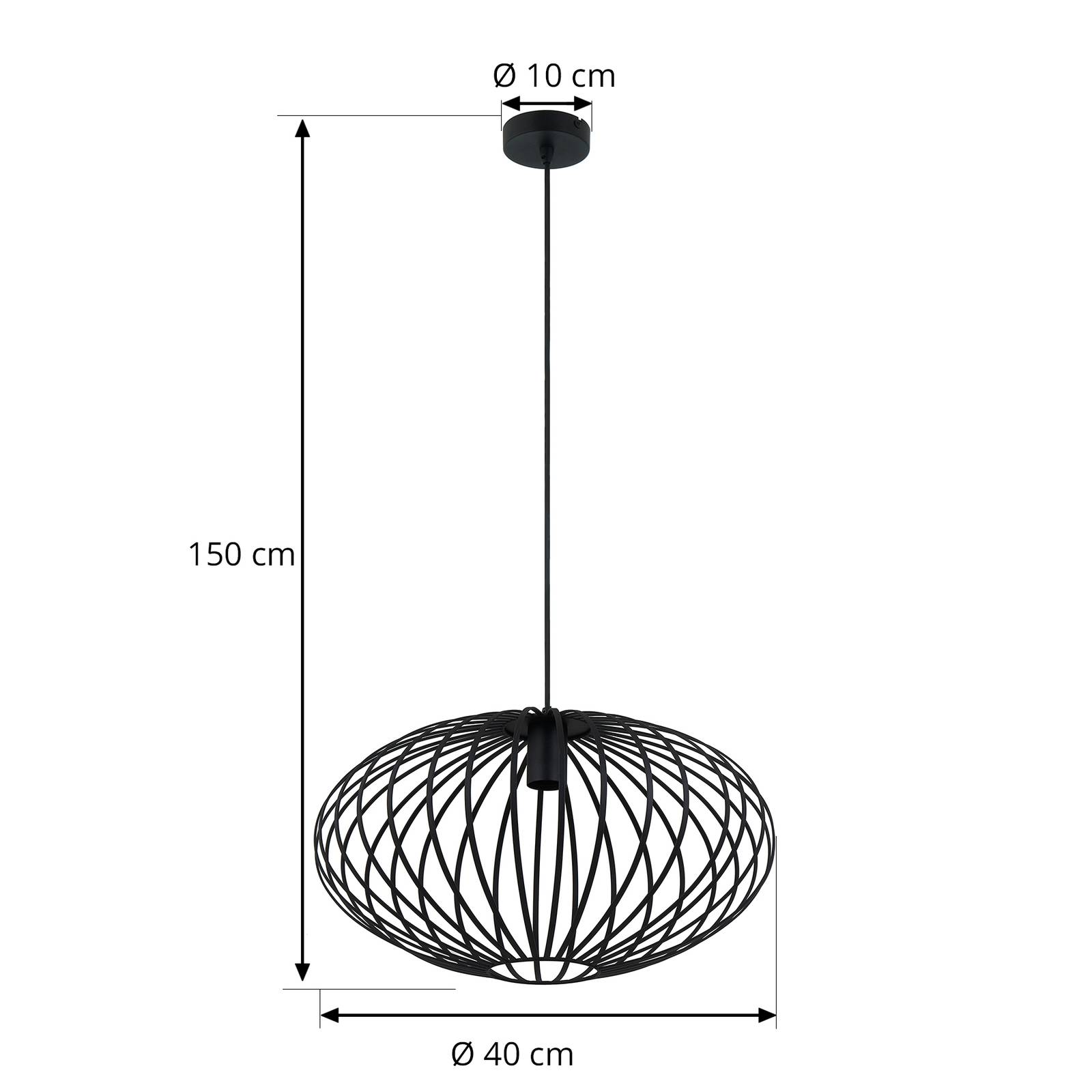 Lampa wisząca Lindby Maivi, czarna, 50 cm, żelazo, klatka