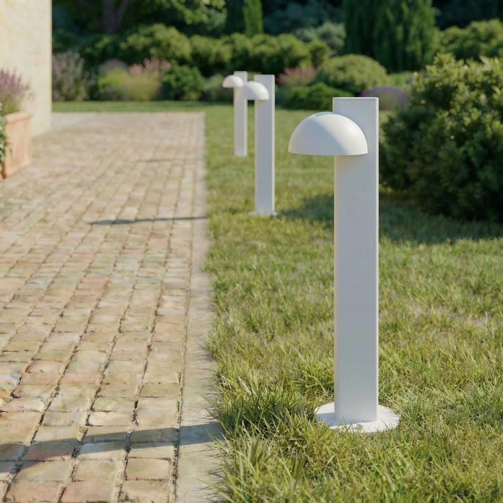 Candeeiro de caminho LED Lucande Velira, cinzento claro, 77 cm, 1 lâmpada, IP44