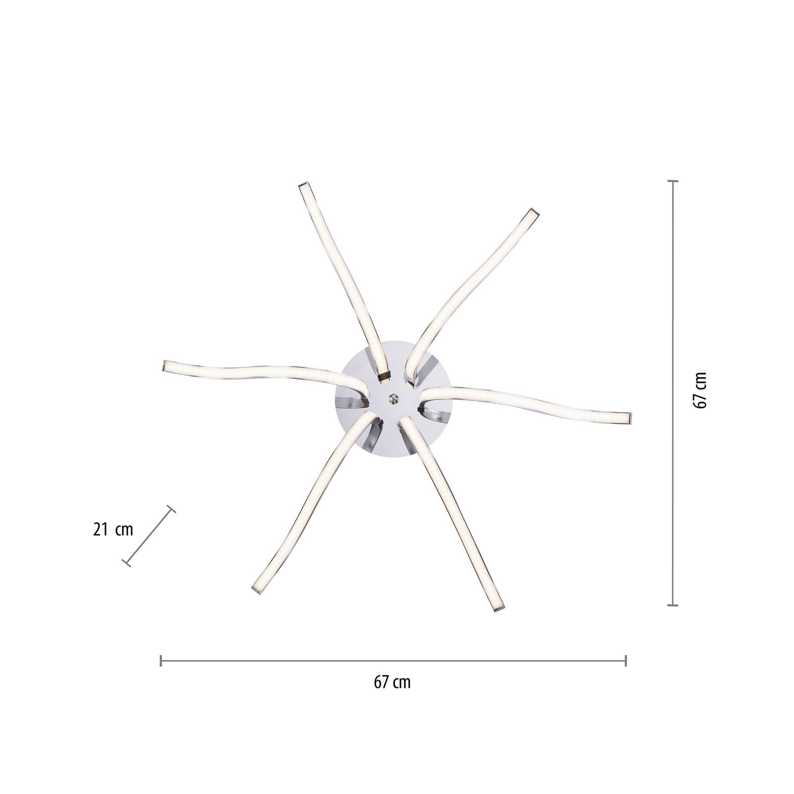 Lampa sufitowa LED Valerie 6-punktowa Ø67cm stalowa