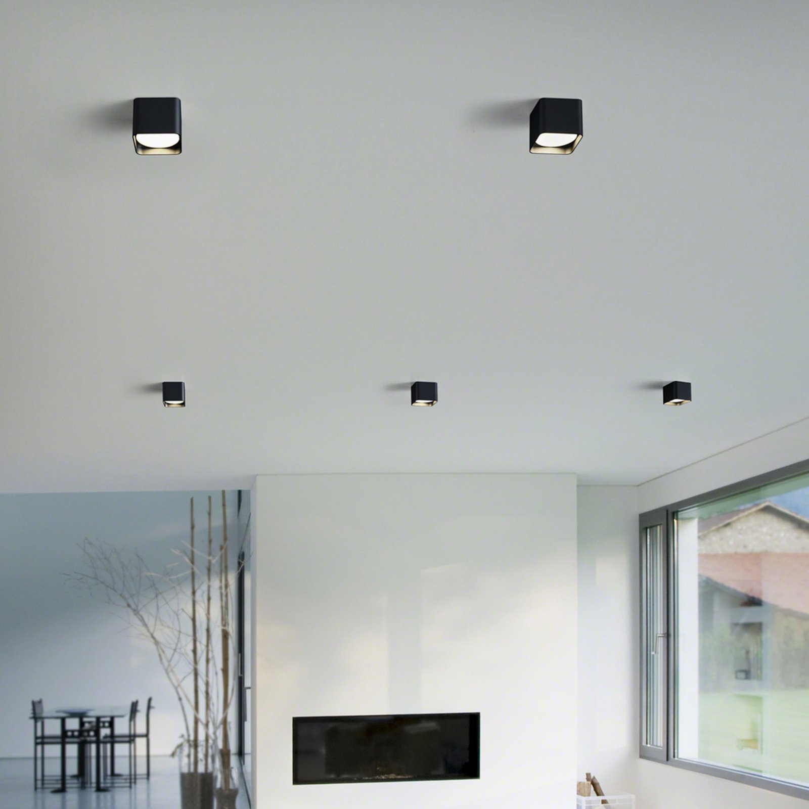 Helestra Dora LED ceiling light angular matt black