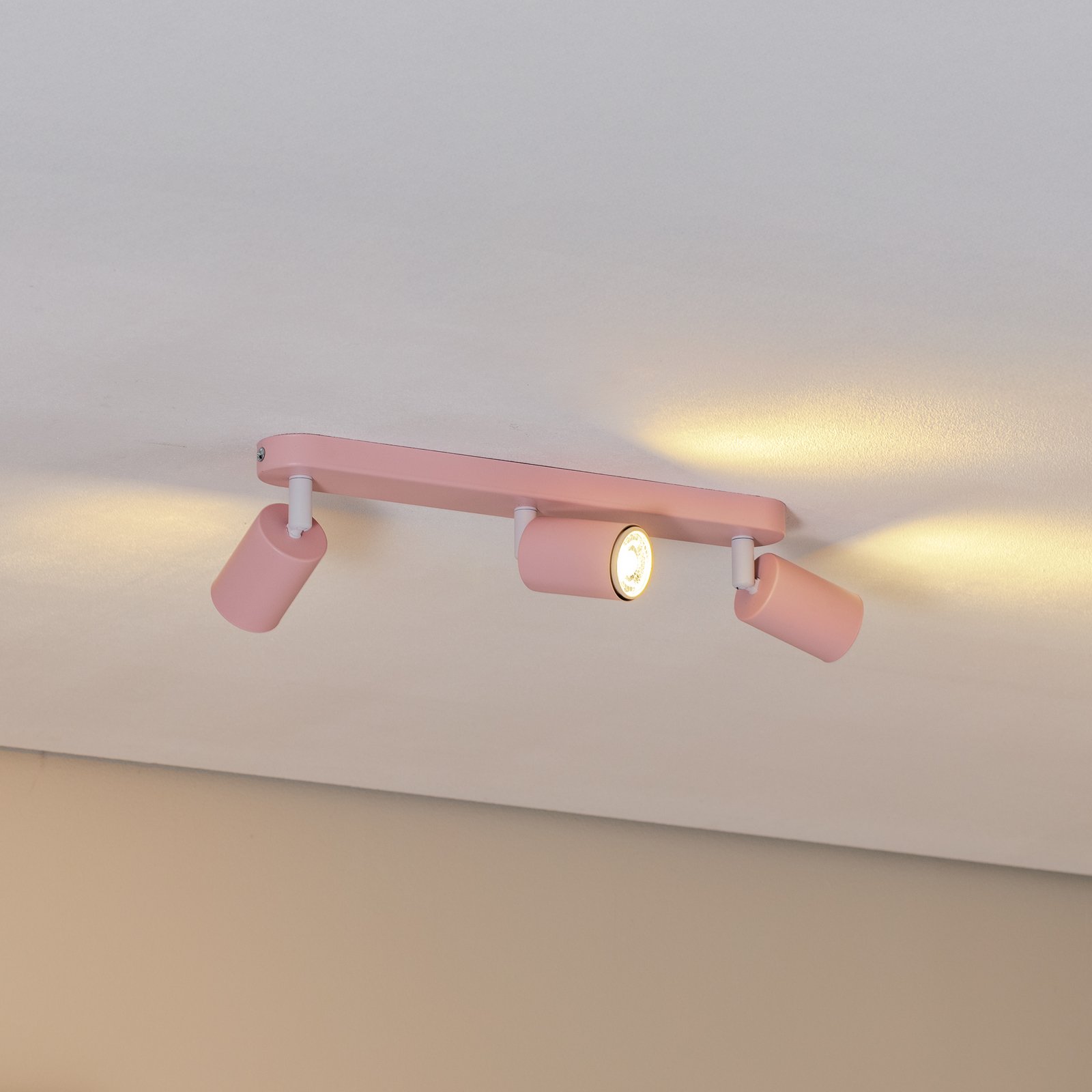Faretto da soffitto Livia, rosa, 52 cm, a 3 luci, metallo, GU10