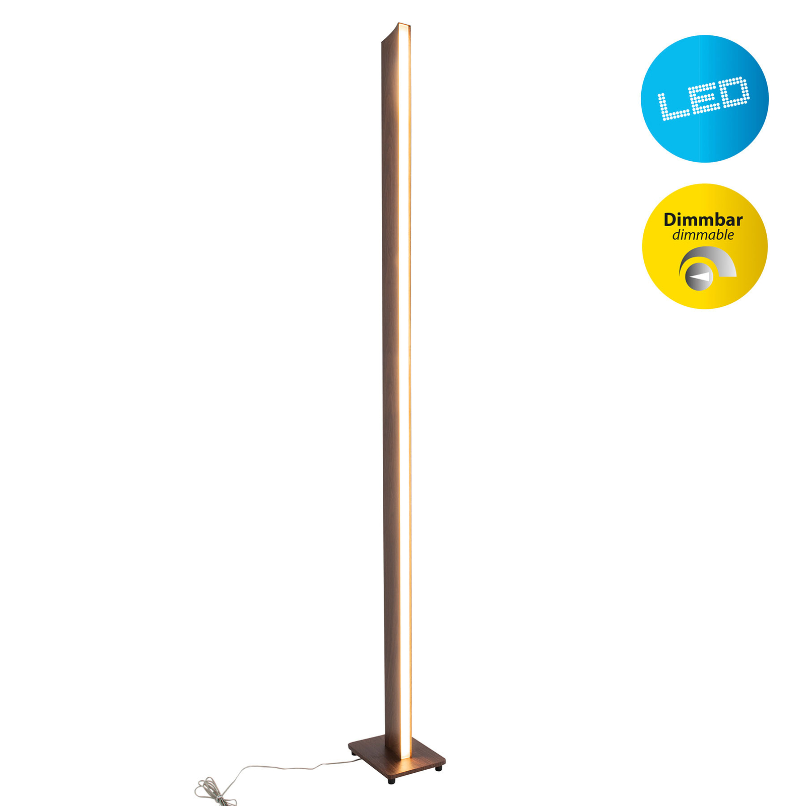 Lampadaire LED Madera aspect bois, dimmable