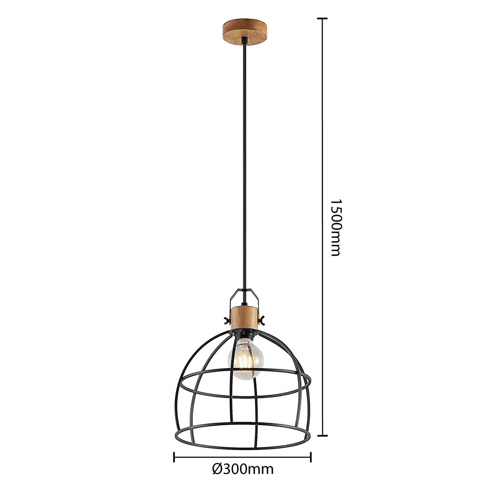 Lindby Flintos lampa wisząca, 1-pkt., jasne drewno