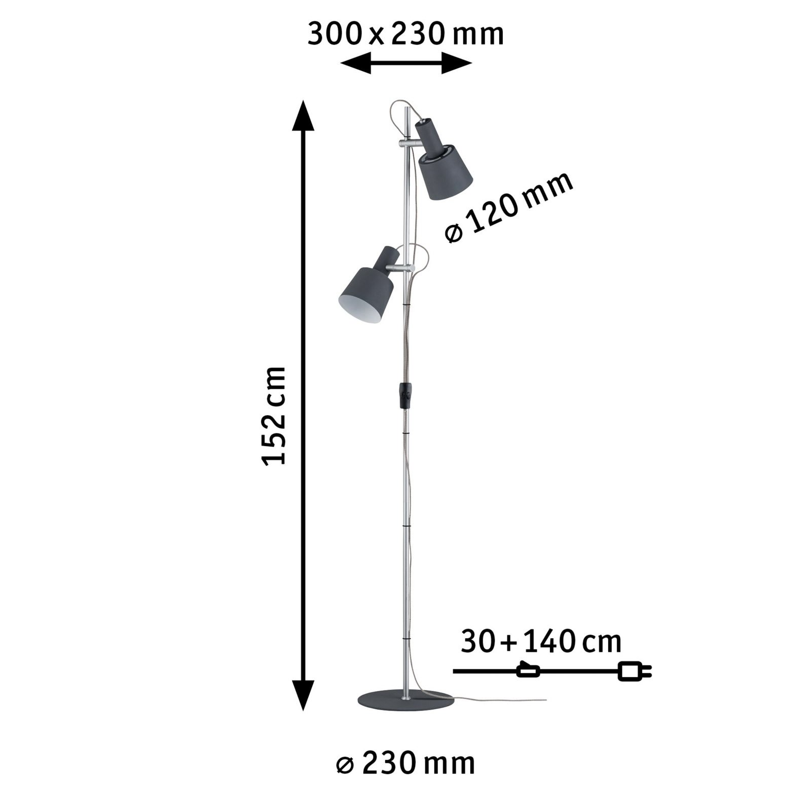 Haldar Floor Lamp Dark Grey/Chrome - Paulmann